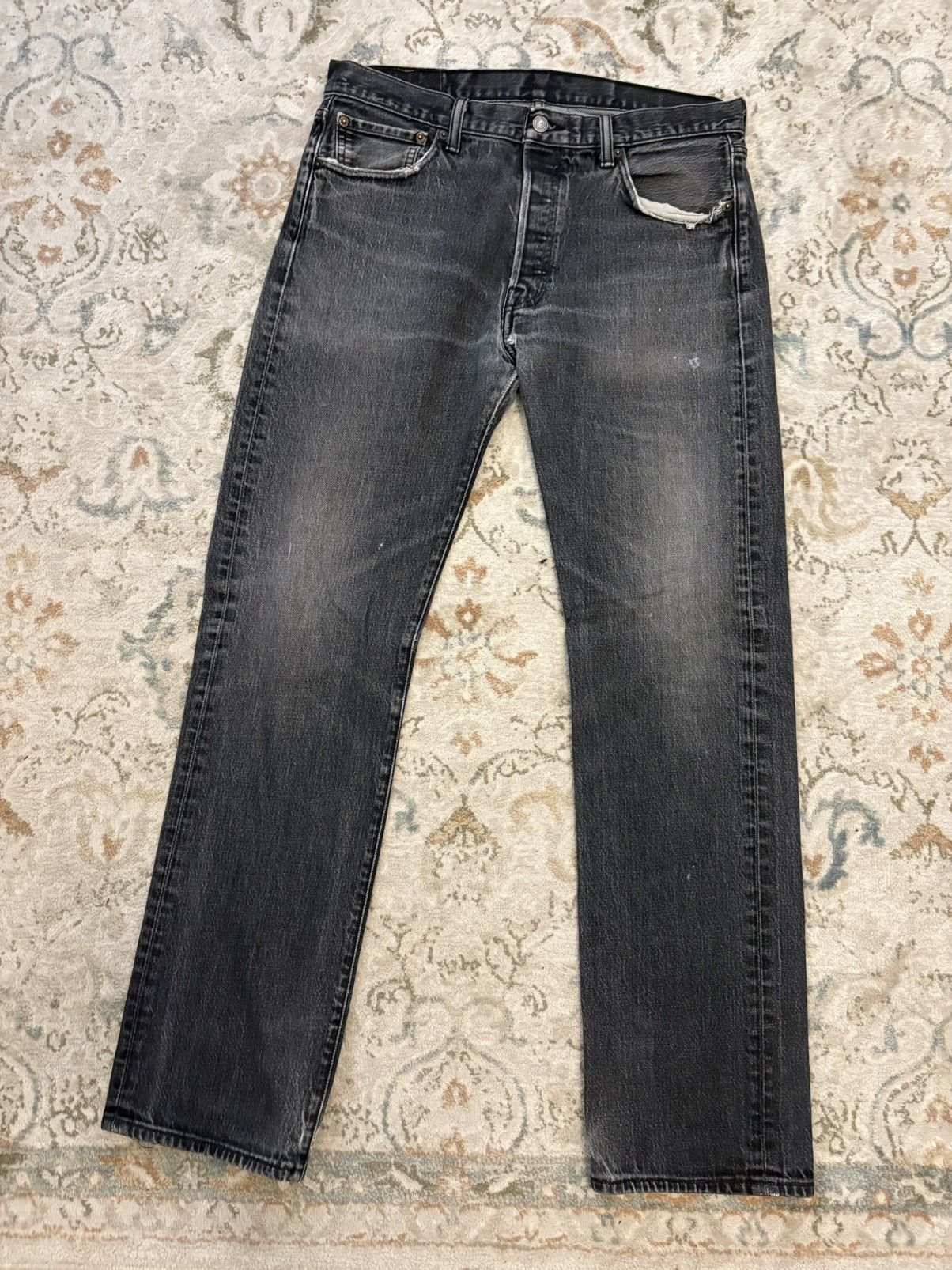 Levi's Levis 501 black washed jeans Size US 35 - 1 Thumbnail