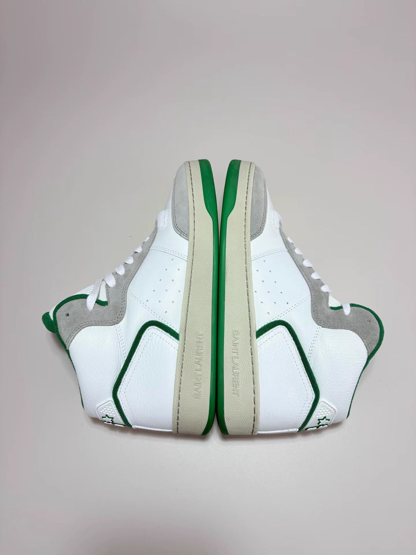 Saint Laurent Paris SAINT LAURENT SLP White & Green Mid-Top Sneakers K1 Size US 7 / EU 40 - 5 Thumbnail