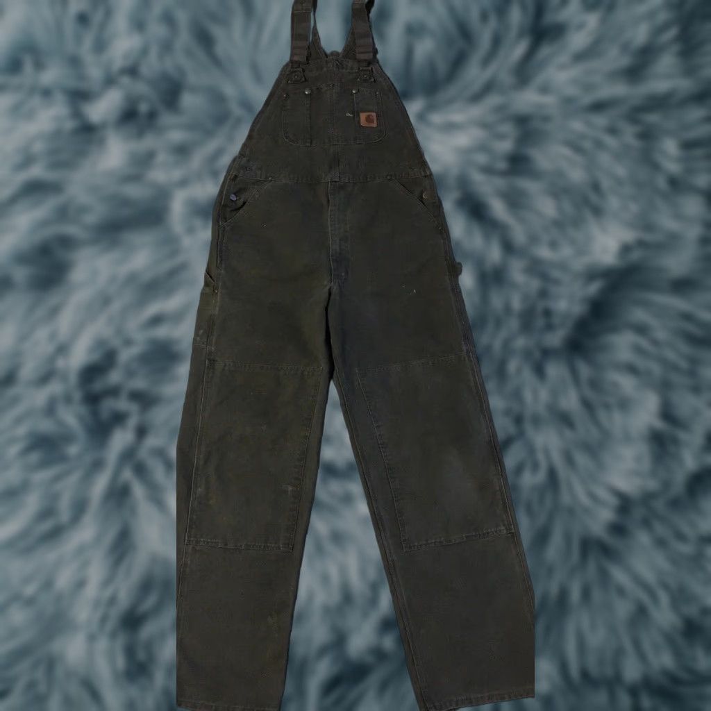 Vtg Carhartt Faded Overalls 36 USA Grunge Trucker Biker Punk 80s 90s WIP Skate
