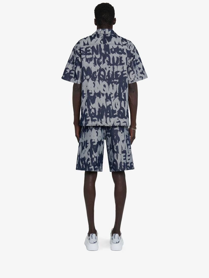 Alexander McQueen o1srvl11e0226 McQueen Graffiti Denim Shorts In Multicolor Size US 34 / EU 50 - 3 Thumbnail