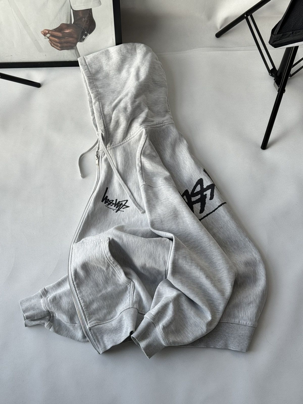 Stussy STUSSY Zip Up Reverse LOGO OVERSIZE Zip Up Gray HOODIE Size US XL / EU 56 / 4 - 25 Thumbnail