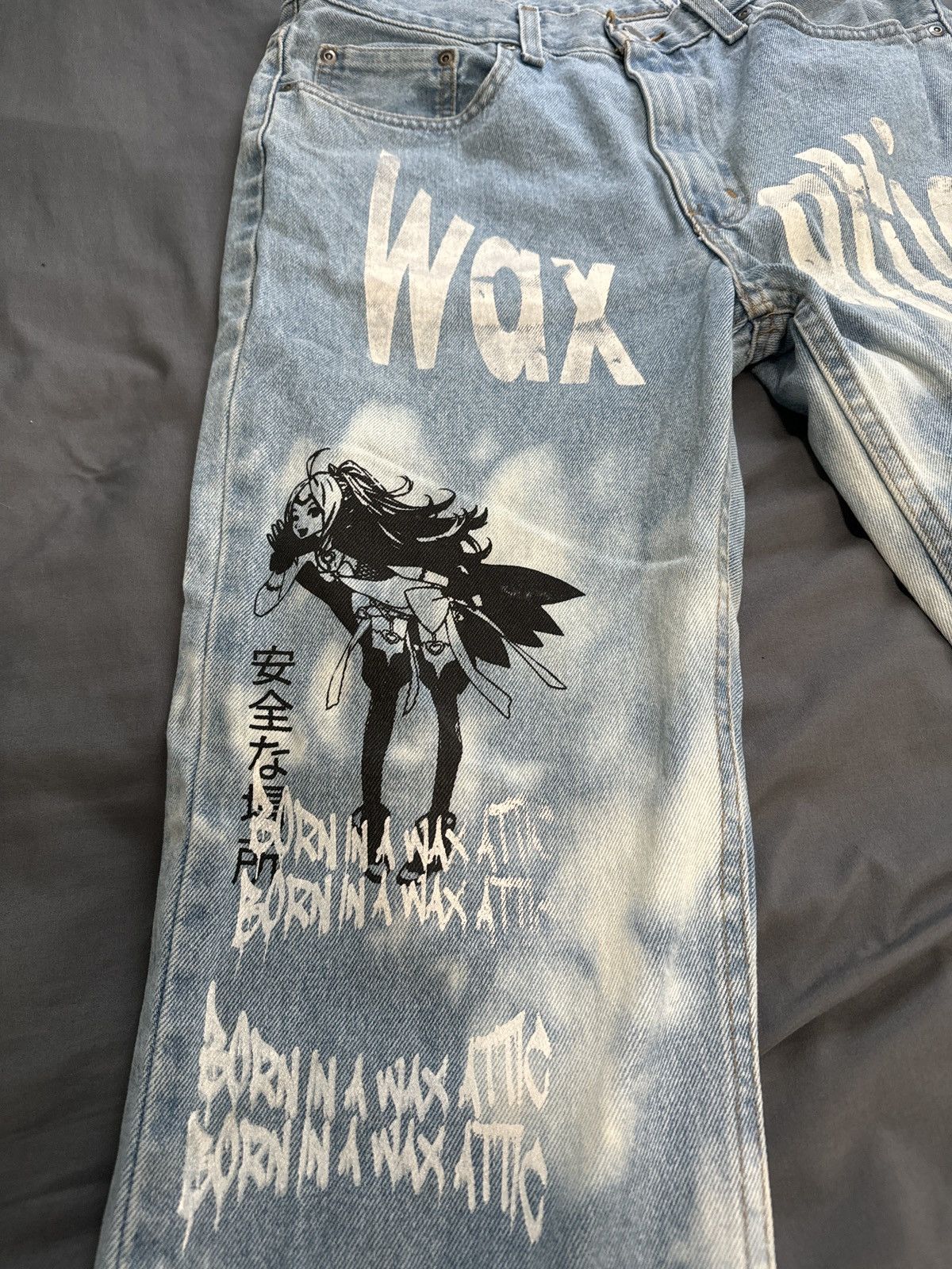 Vintage Wax Attic 1/1 Washed Denim Yu-Gi-Oh Jeans Size US 32 / EU 48 - 4 Thumbnail