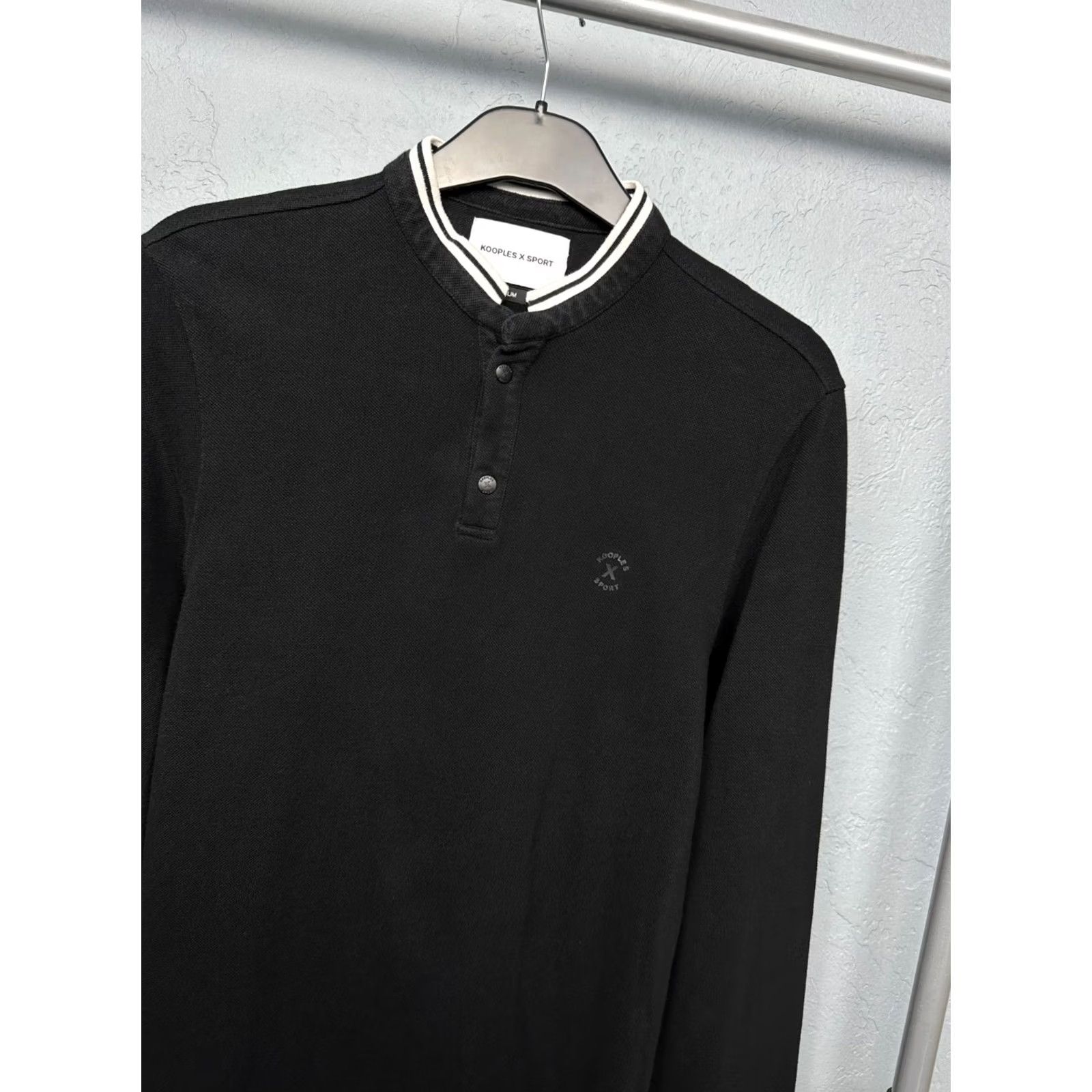 The Kooples The Kooples X Sport Mens Henley Long Sleeve Polo Shirt XS Polo, Black, Size US XS / EU 42 / 0 - 2 Thumbnail