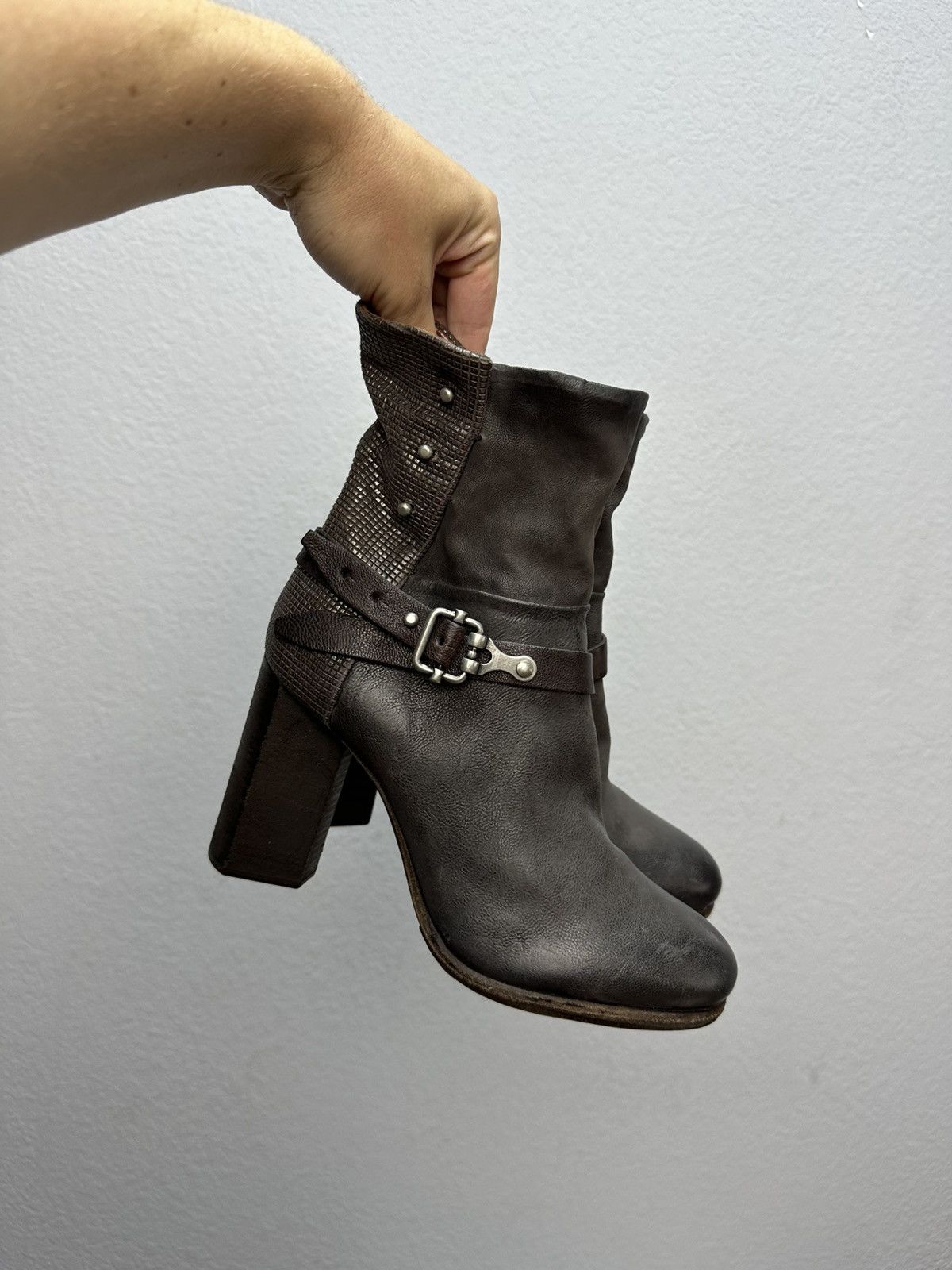 A.S.98 Vintage AS 98 Rick Owens Style Zip Ankle Leather Biker Boots Size US 9 / IT 39 - 2 Thumbnail