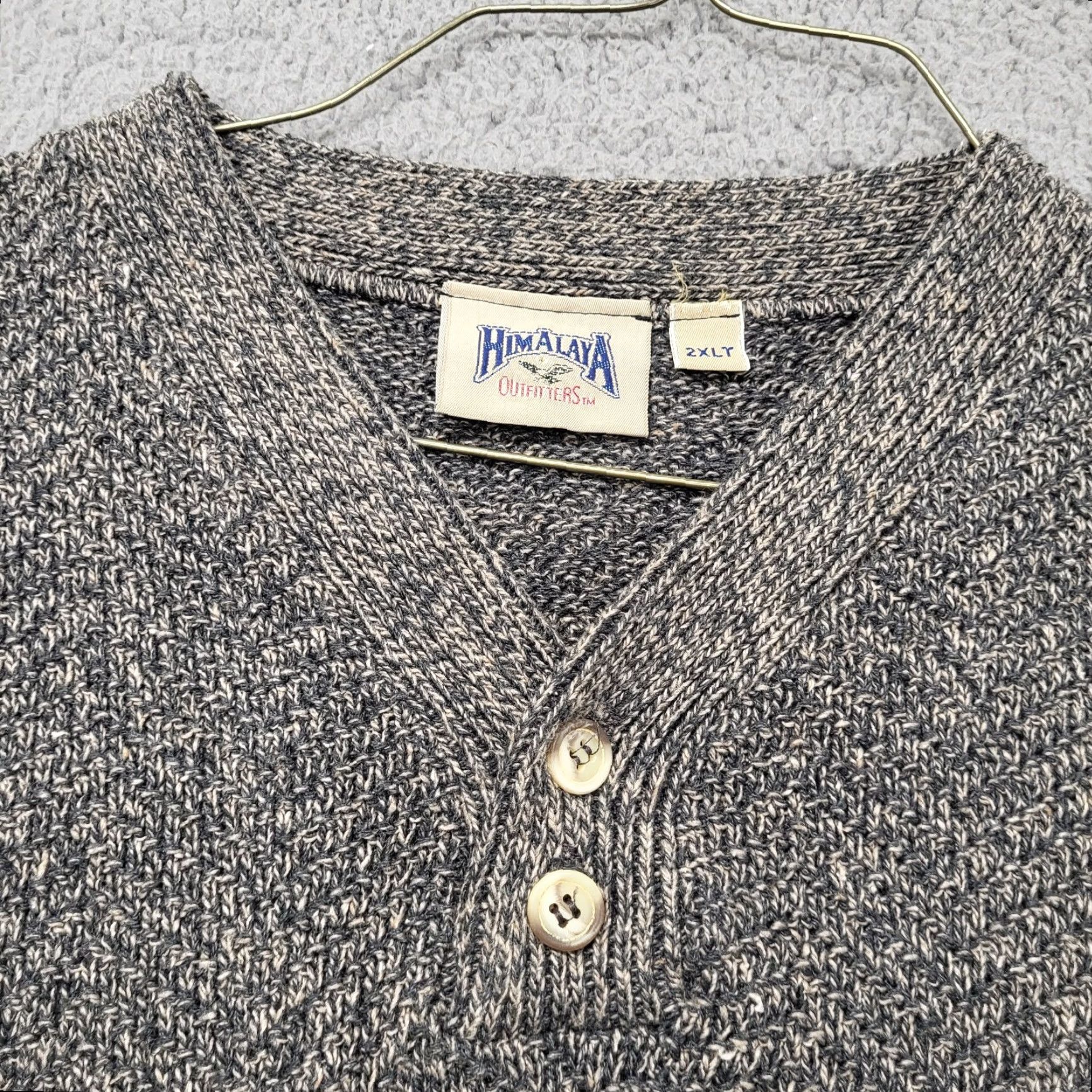 Vintage VINTAGE Himalaya Outfitters Henley Sweater Men's 2XL Tall Made In USA Gray Black & Gray Sportswear/Beach Shirt Mens 1990s Size US XXL / EU 58 / 5 - 6 Thumbnail