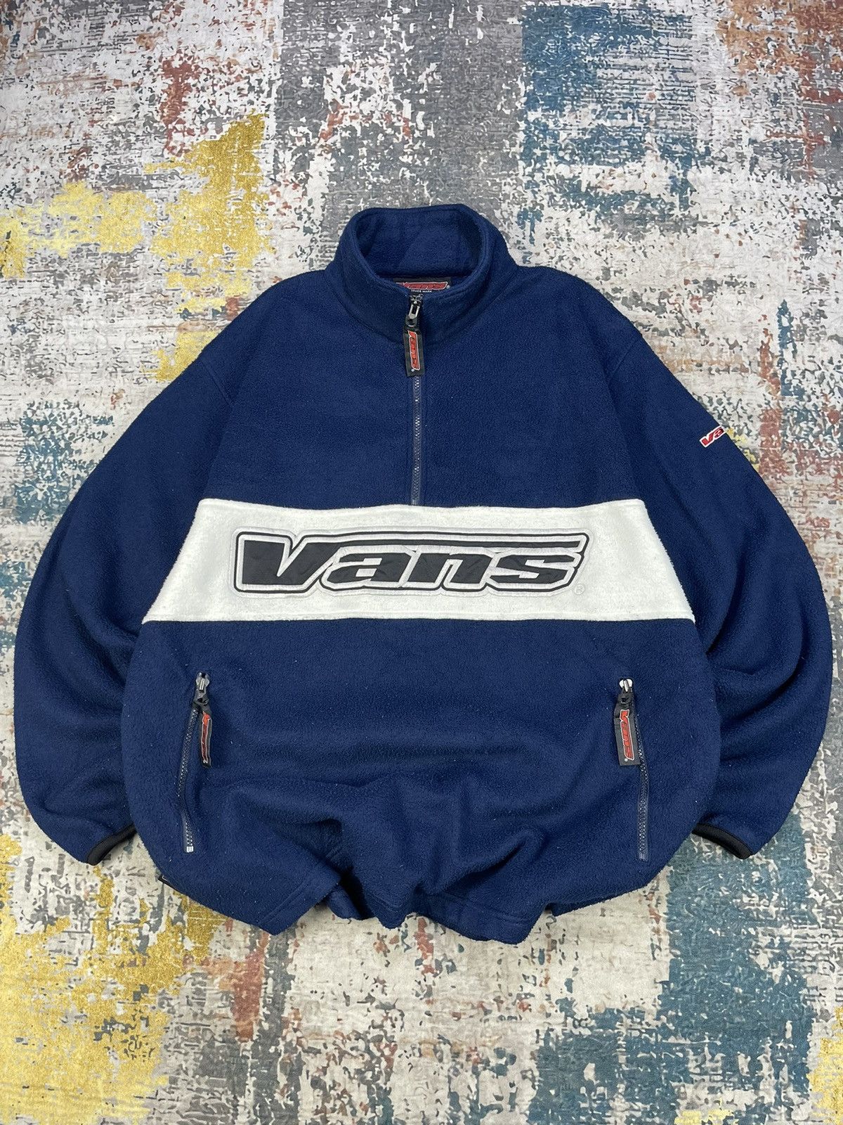 Vans Vtg 90s Vans USA Big Logo Half Zipper Pull Over Size US L / EU 52-54 / 3 - 1 Thumbnail