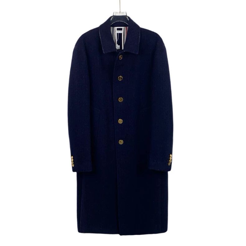 Thom Browne Thom Browne Dark blue wool lapel single-breasted coat 2503- Size US M / EU 48-50 / 2 - 1 Thumbnail