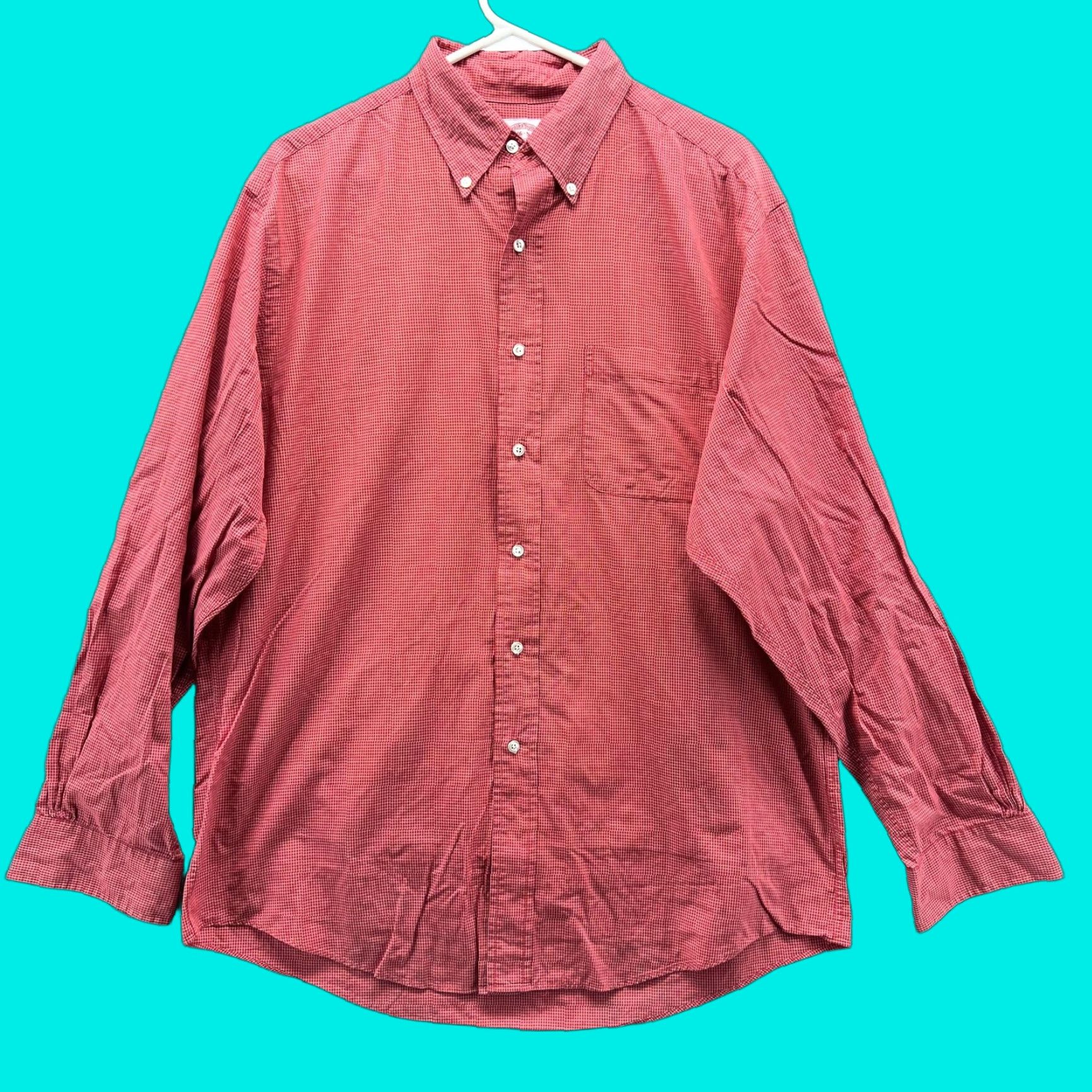 Brooks Brothers Brooks Brothers Shirt Mens 16.5 Red Check Button-Down Oxford Dress Plaid Shirt Casual Mens Red Check Knit Collar Shirt Size 46R - 1 Thumbnail