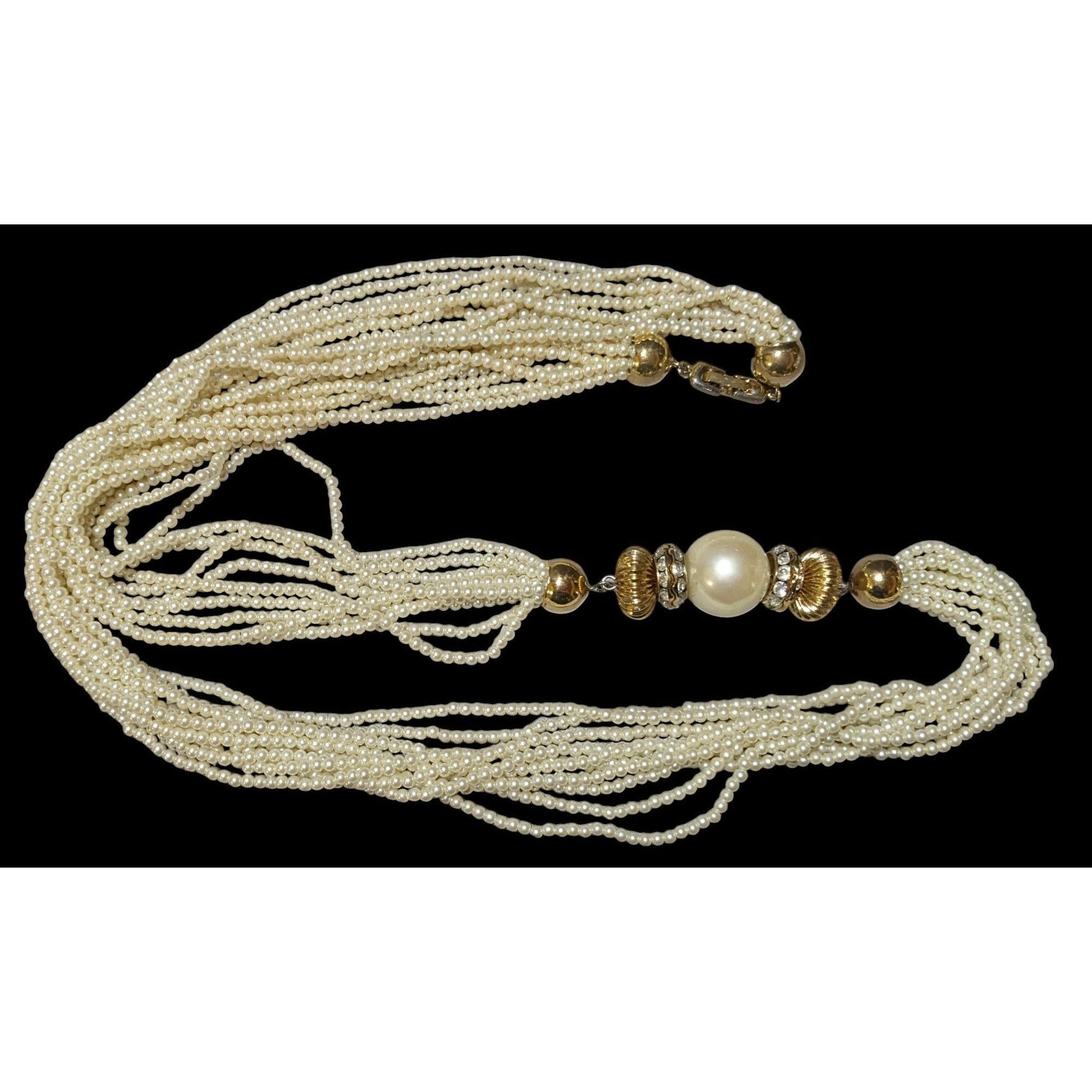 Other Vintage Glam Gold Pearl Multistrand Statement Necklace Size ONE SIZE - 1 Thumbnail