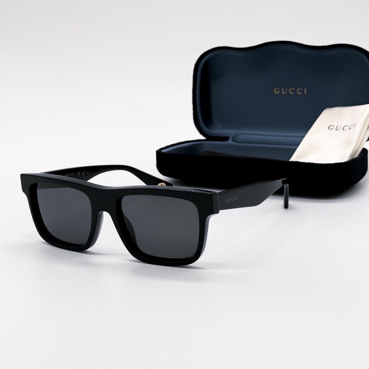 Gucci NEW GUCCI GG1618S 001 SQUARE BLACK GREY MEN SUNGLASSES