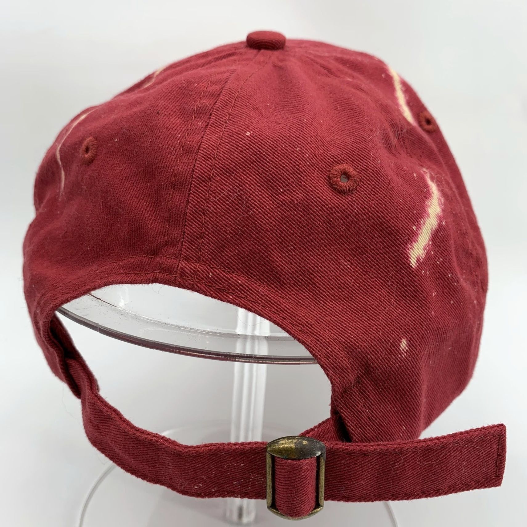 Logo 7 Yeezus Hat Cap Baseball Red Twill Strap Back Mens One Size Adjustable Logo Bleach Wash Front Yeezus Wordmark Modern Streetwear Summer Casual Mens Cap Size ONE SIZE - 3 Thumbnail