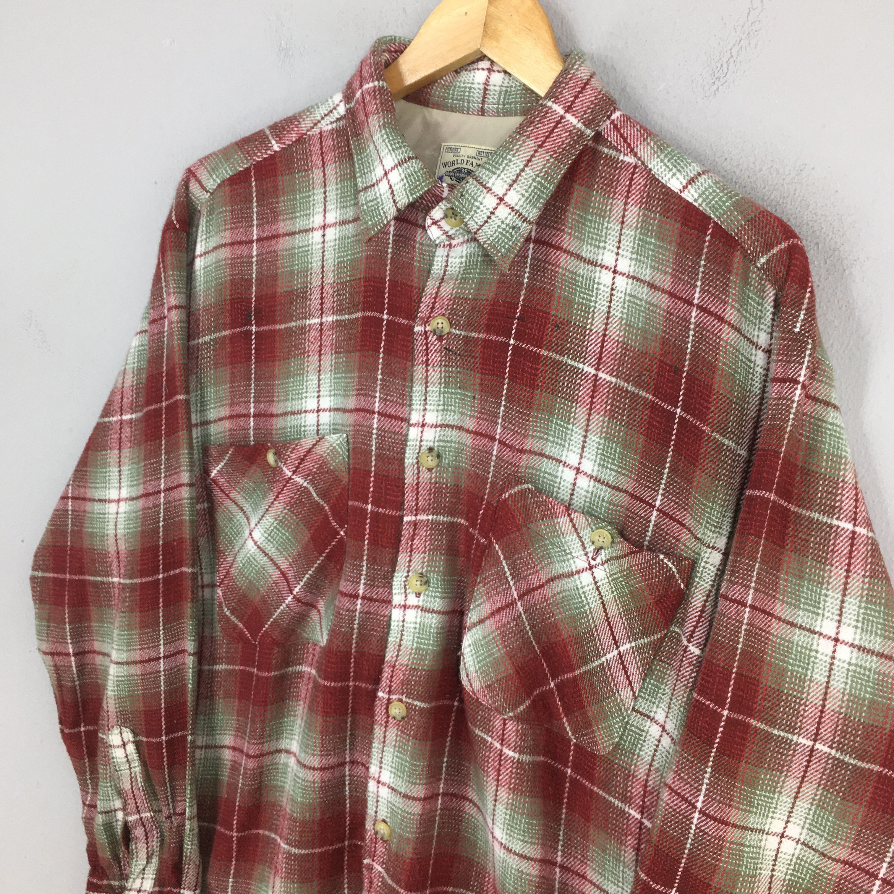Vintage Vintage 1980s Plaid Shadow Tartan Checkered Flannel Size US L / EU 52-54 / 3 - 3 Thumbnail