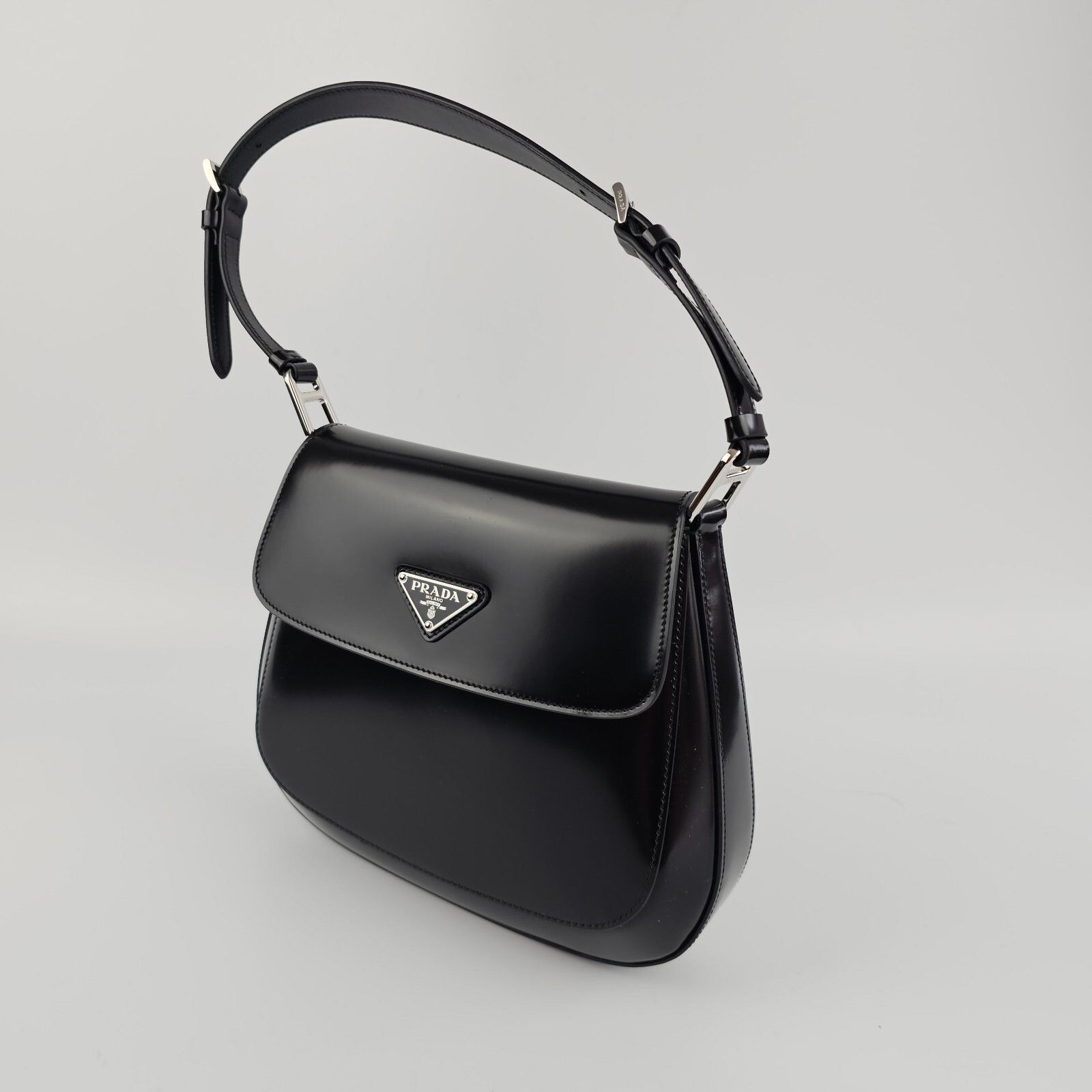 Prada PRADA Cleo Medium $3500 Black Brushed Leather Shoulder Bag N Size ONE SIZE - 7 Thumbnail