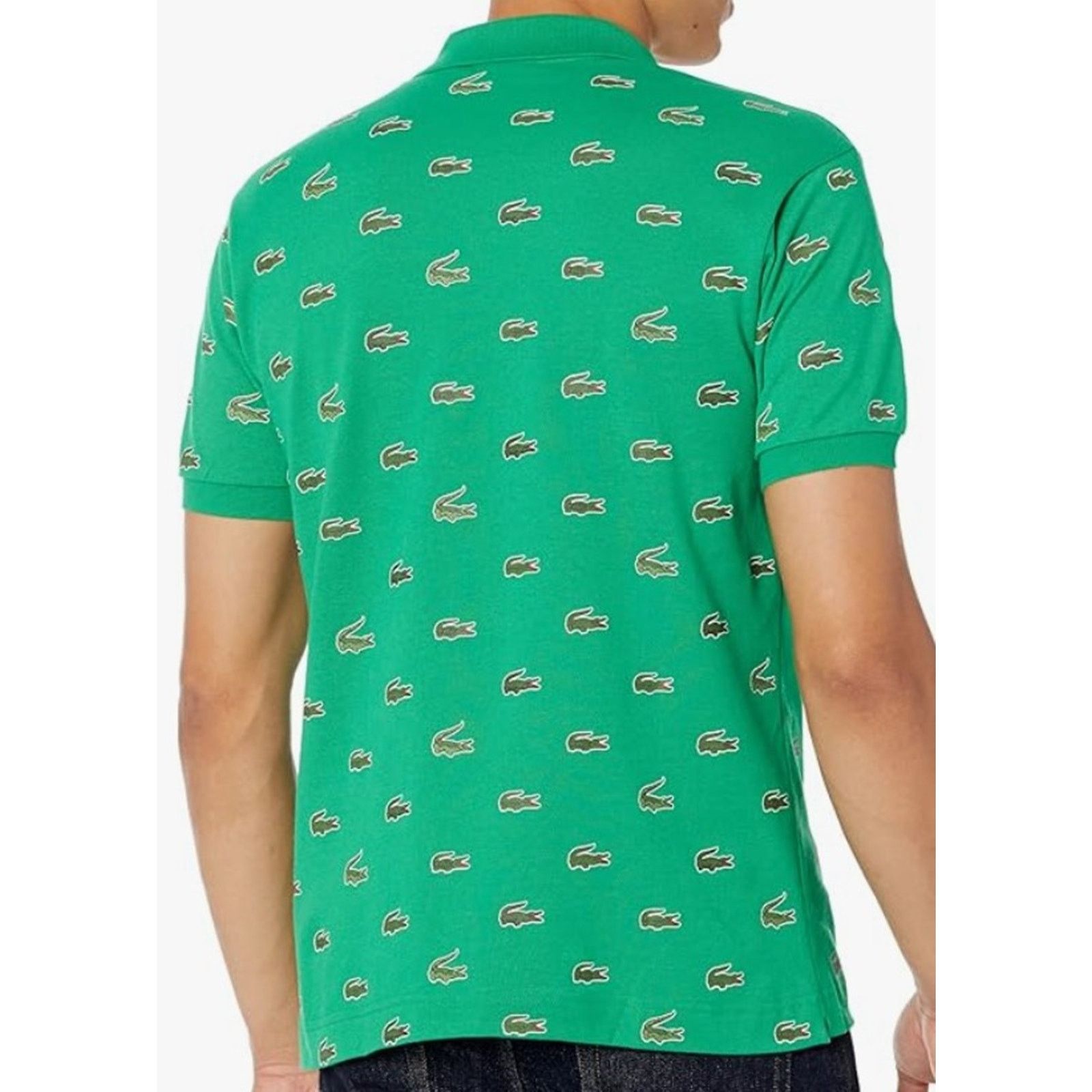 Lacoste Lacoste Men's Short Sleeve Allover Croc Polo Shirt Green M Size US M / EU 48-50 / 2 - 3 Thumbnail