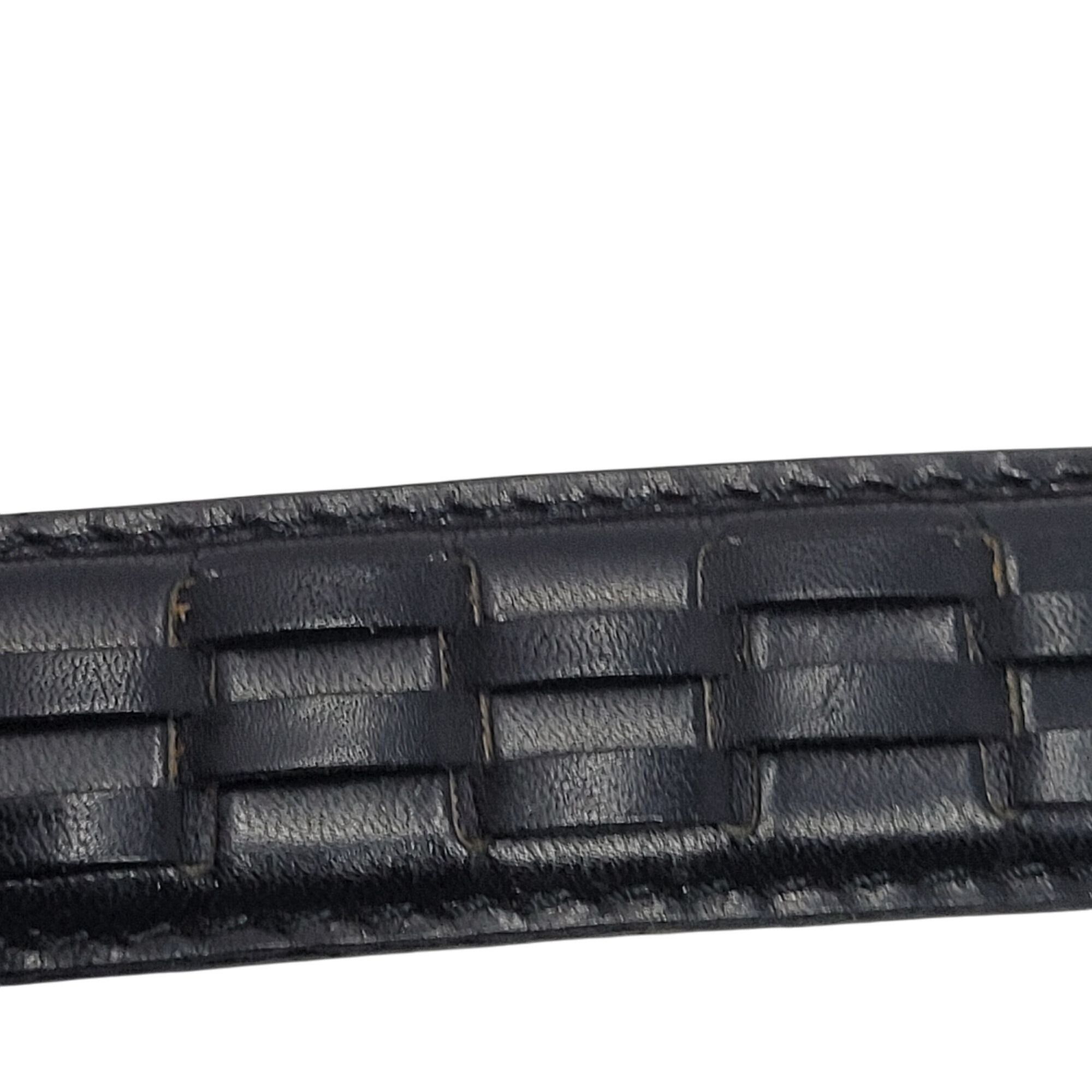 Vintage Vintage 80s Black Oil Tanned Cowhide Leather Belt 38 Woven S Size 38 - 2 Thumbnail