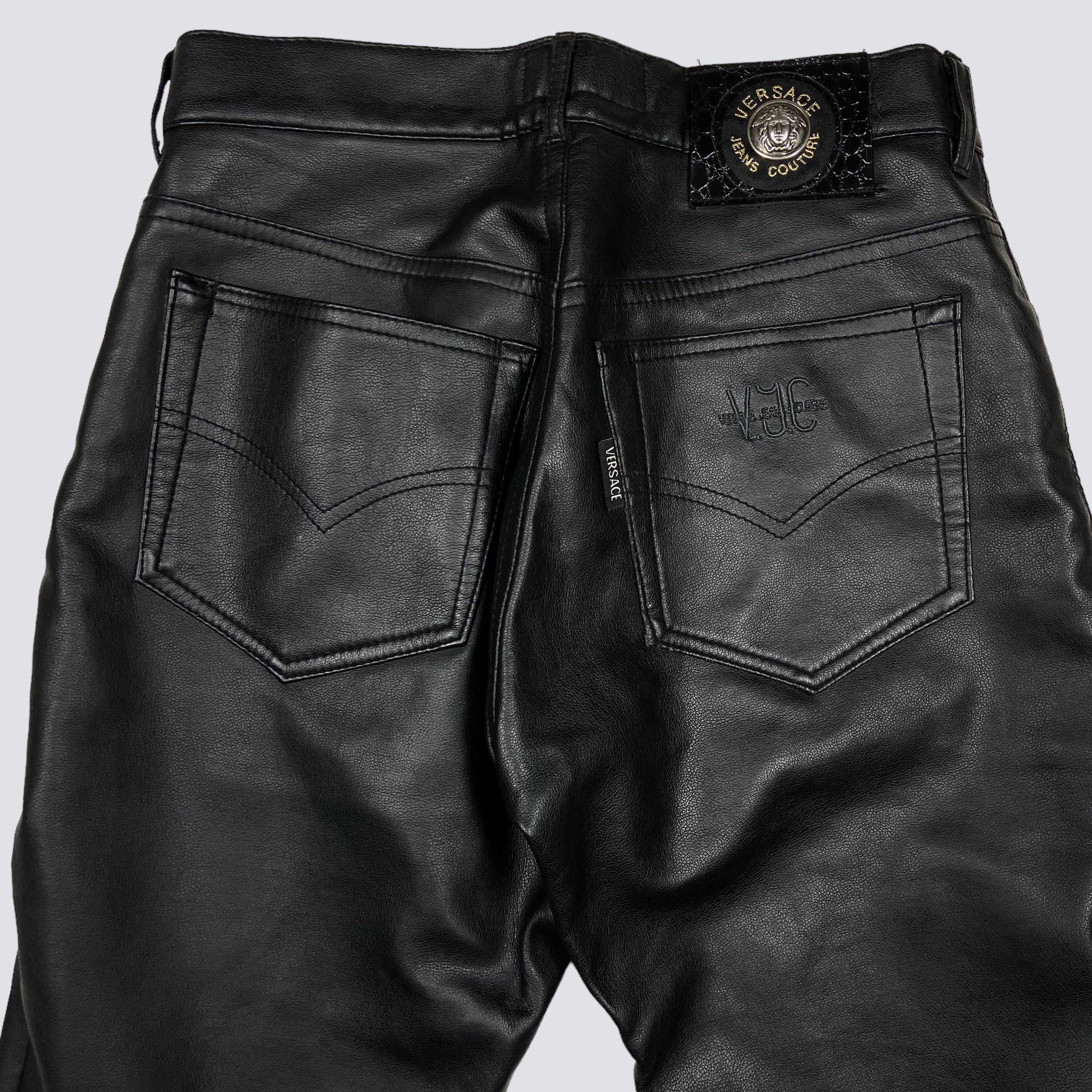 Versace VERSACE LEATHER ARCHIVE 1990s VINTAGE RARE PANTS - № 3079 Size US 30 / EU 46 - 6 Thumbnail