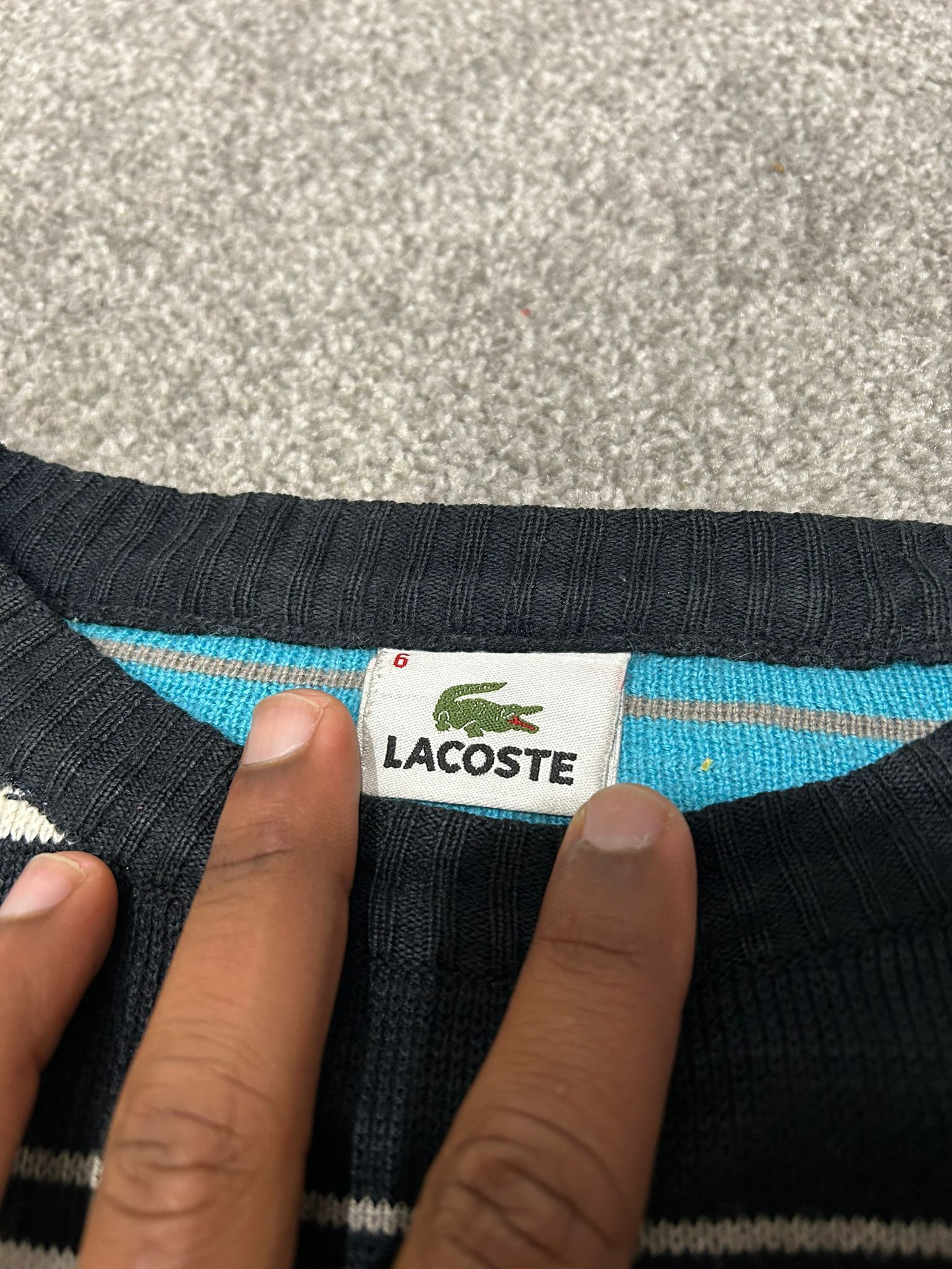 Lacoste Vintage Lacoste Striped Knit – Medium – Blue Turquoise Size US M / EU 48-50 / 2 - 6 Thumbnail