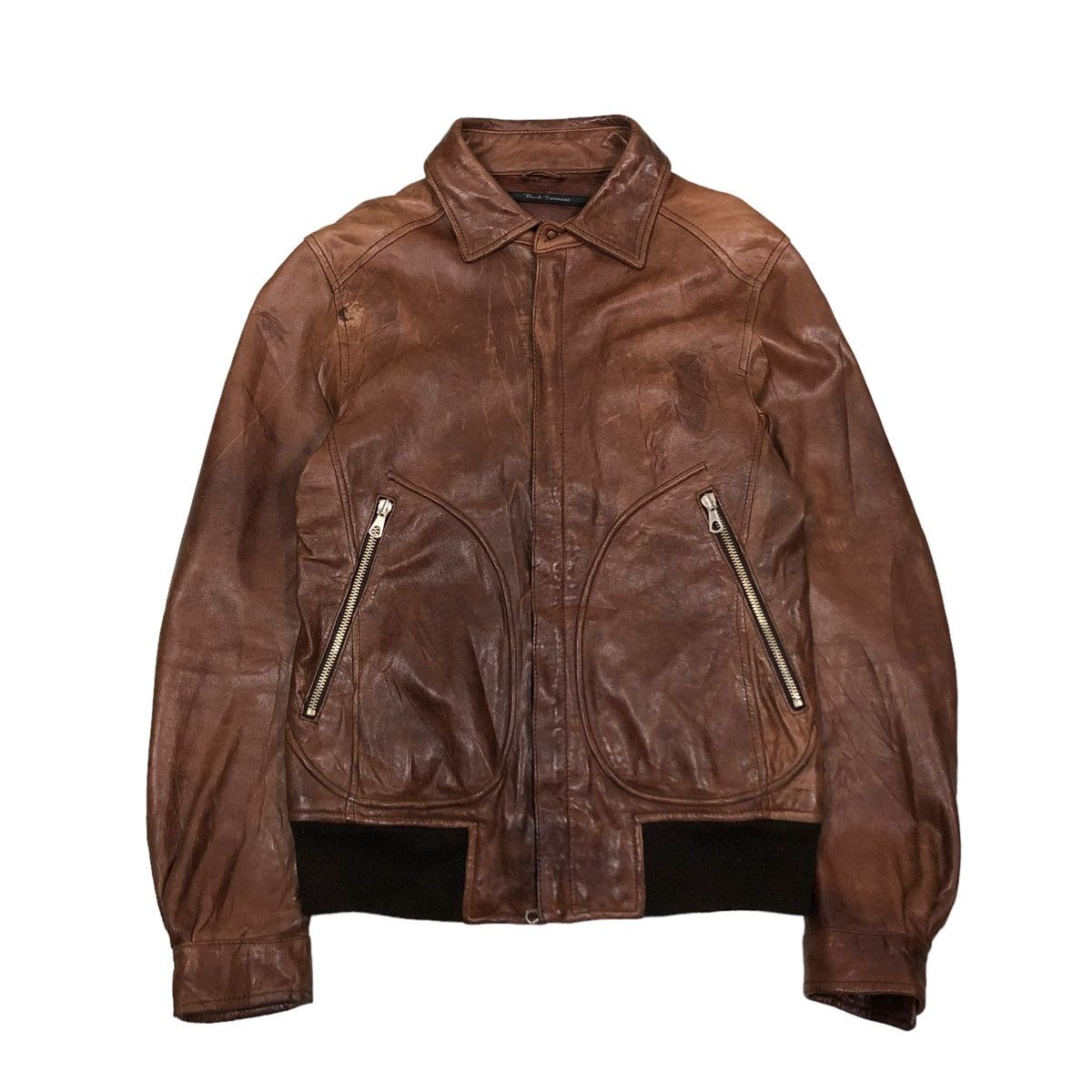 🔥VINTAGE CROPPED BIKER LEATHER JACKET BANK TANNAGE