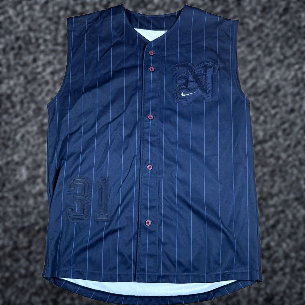 Nike VINTAGE Nike Baseball Jersey Tank Mens XL Blue Pinstripe N Logo Sleeveless 31 Size US XL / EU 56 / 4 - 1 Thumbnail