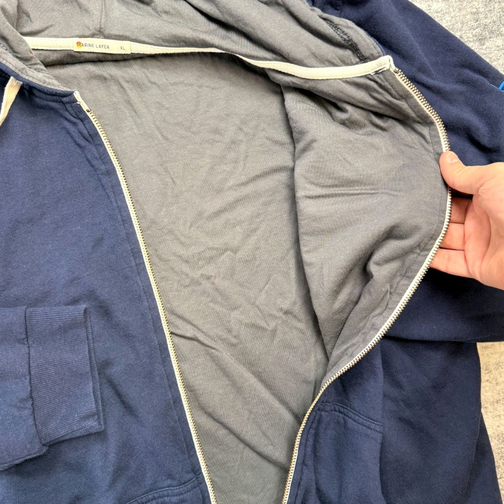 Marine Layer Marine Layer Hoodie Men XL Navy Blue Full Zip Lined Afternoon Stretch Sweatshirt Size US XL / EU 56 / 4 - 6 Thumbnail