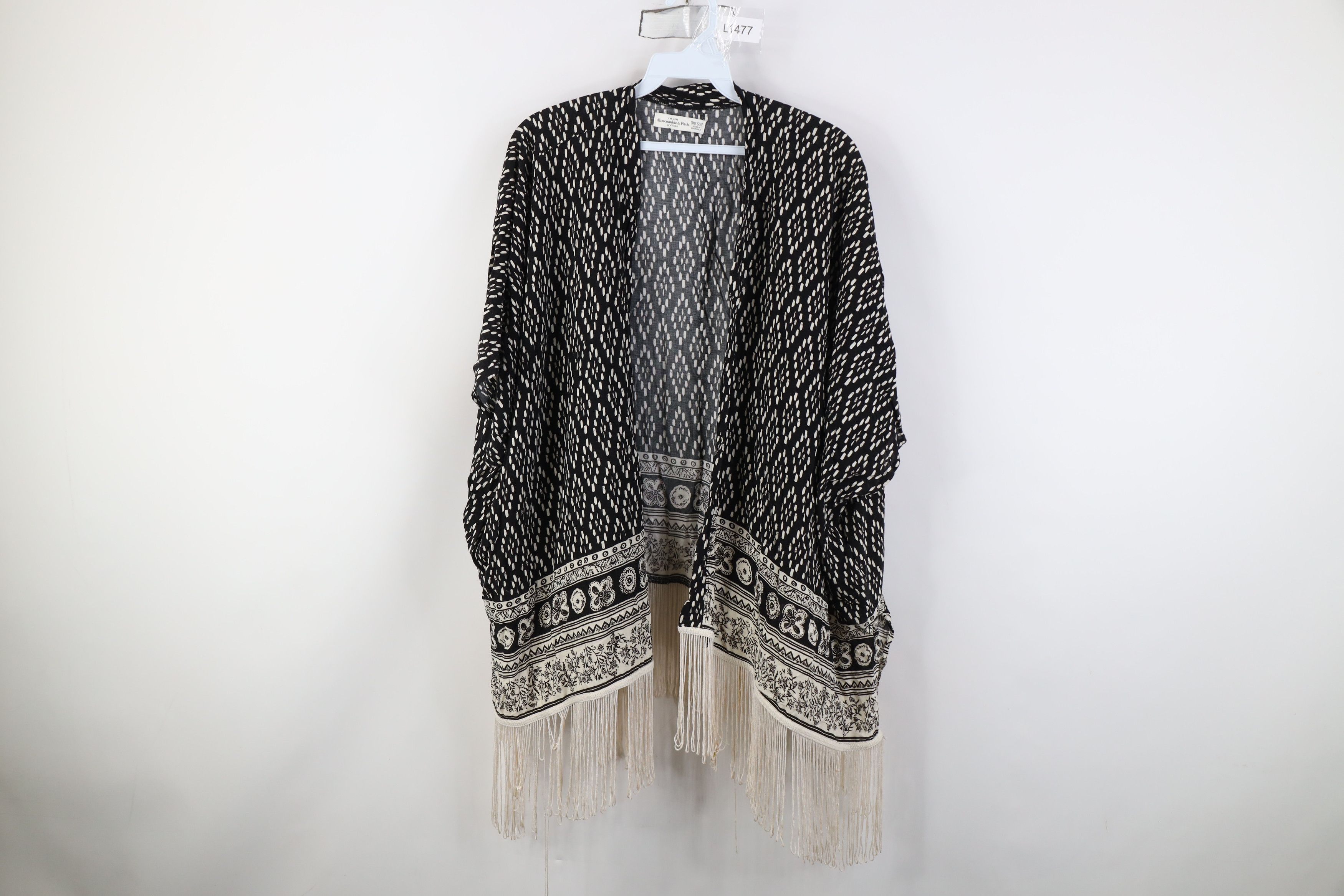 Abercrombie & Fitch Vintage 90s Y2K Abercrombie & Fitch Fringed Piano Shawl Cape Size ONE SIZE - 1 Thumbnail