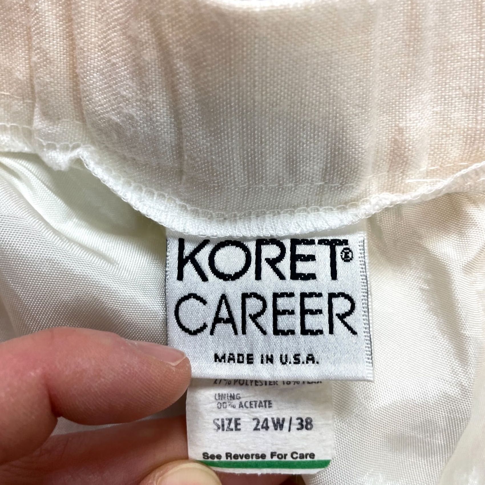 Vintage VINTAGE Koret Career A‑Line Skirt Womens 24W / 38 White Rayon Knee Length US Md. Size 42" / US 20 - 7 Thumbnail