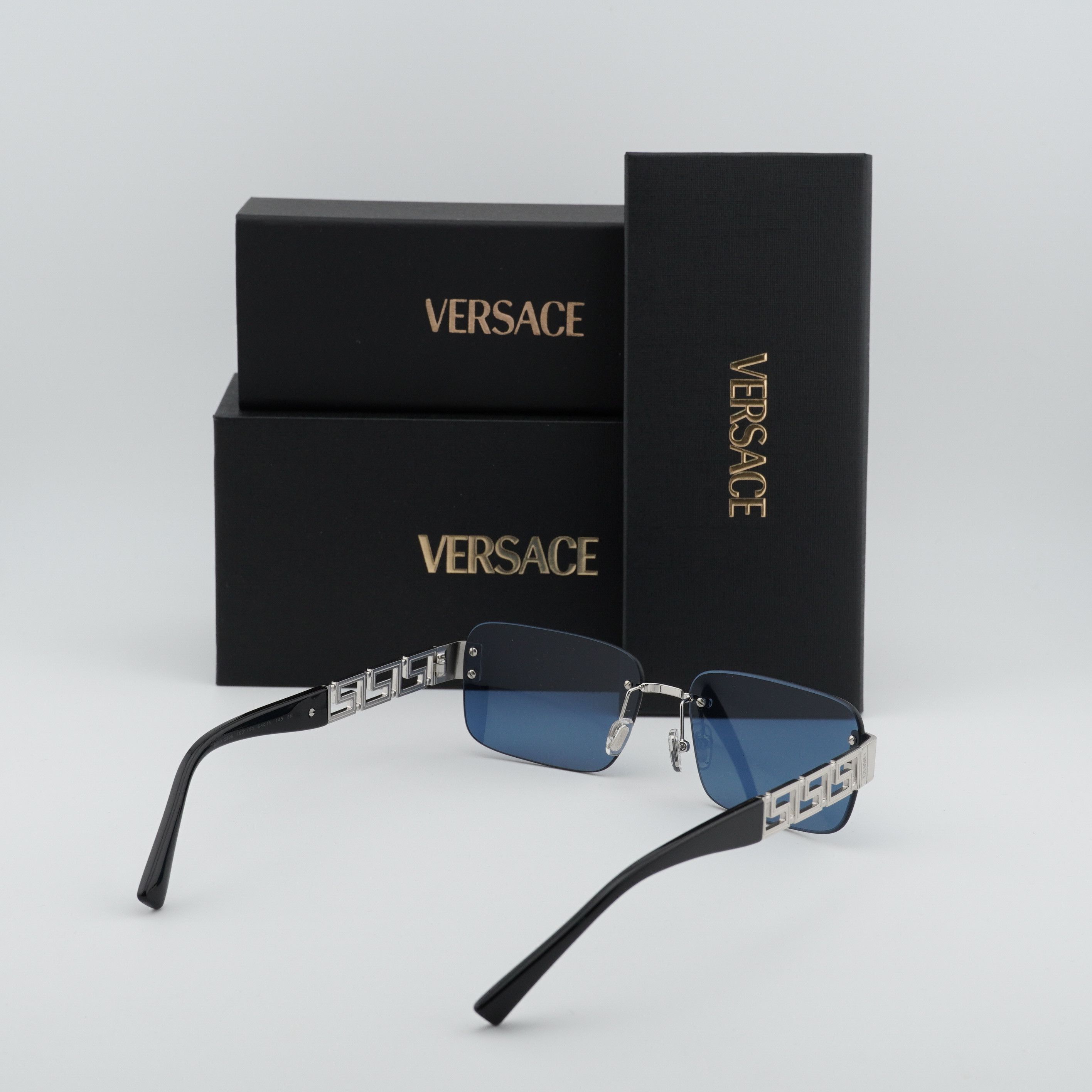 Versace Versace VE2298 1001/80 Sunglasses Silver Rectangle Frame Size ONE SIZE - 9 Thumbnail