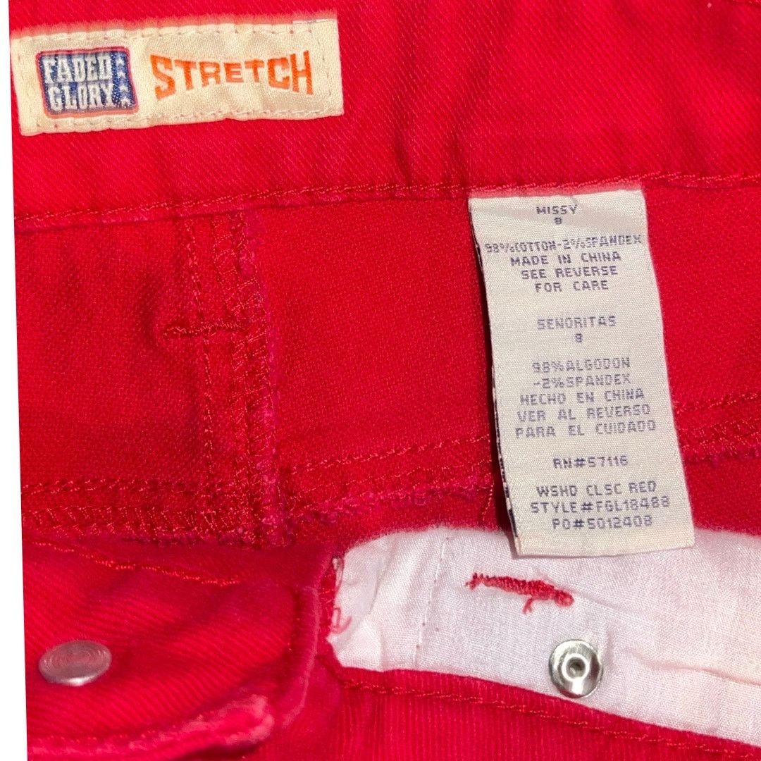 Faded Glory Capris Jean Red Pants Stretch Missy Size 8 Y2K 90s Casual Size 30" / US 8 / IT 44 - 3 Thumbnail