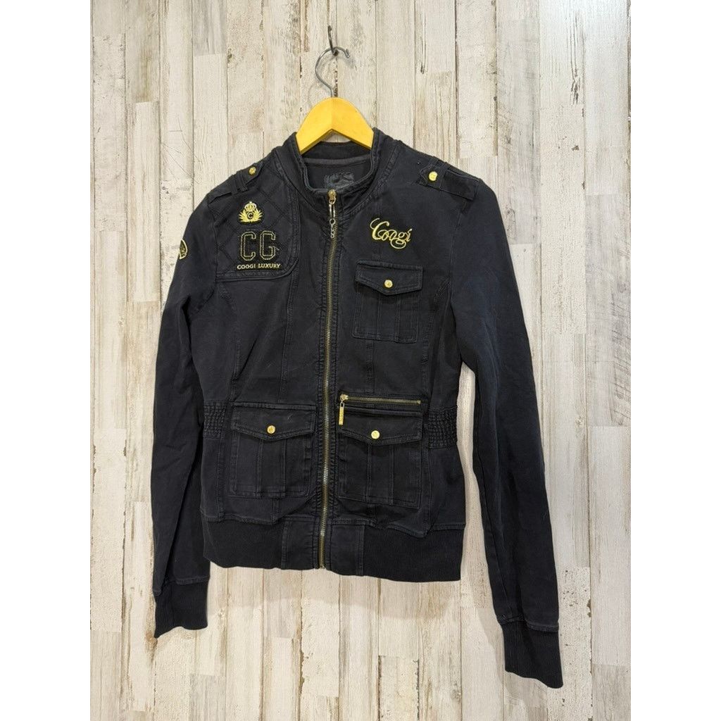 Coogi Coogi Women's Black Bomber Jacket Gold Embroidery Size Small Size S / US 4 / IT 40 - 2 Thumbnail
