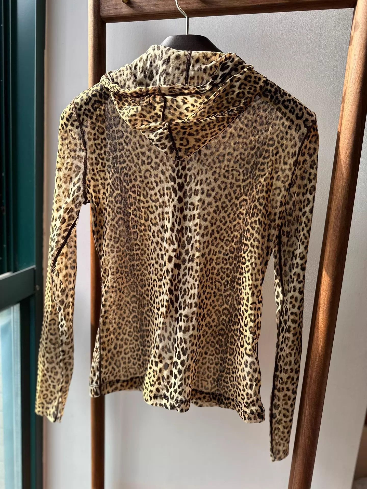 Jean Paul Gaultier JPG Leopard Print Mesh Hooded Double Zip Stretchy Jacket 40 Size S / US 4 / IT 40 - 4 Thumbnail