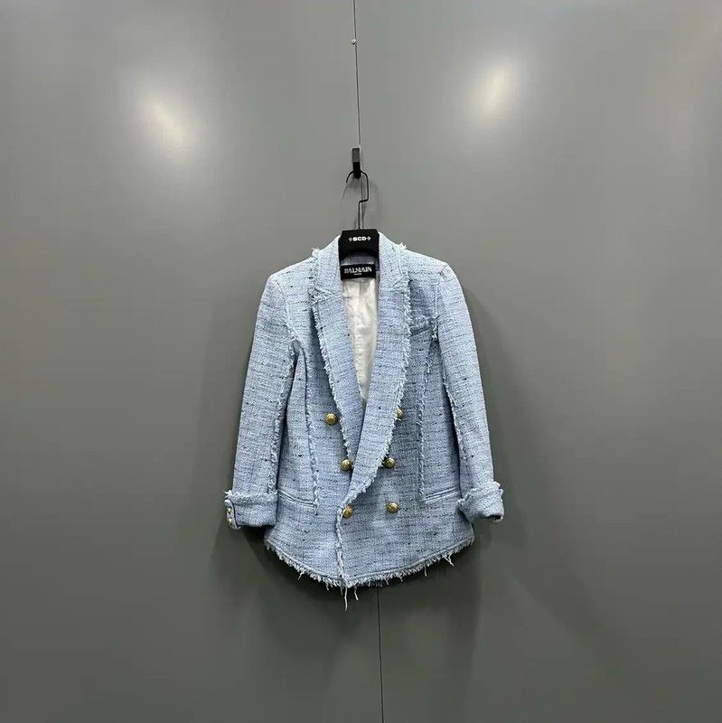 Balmain Balmain Blue Cotton Women's Jacket 0089 Size ONE SIZE - 1 Thumbnail