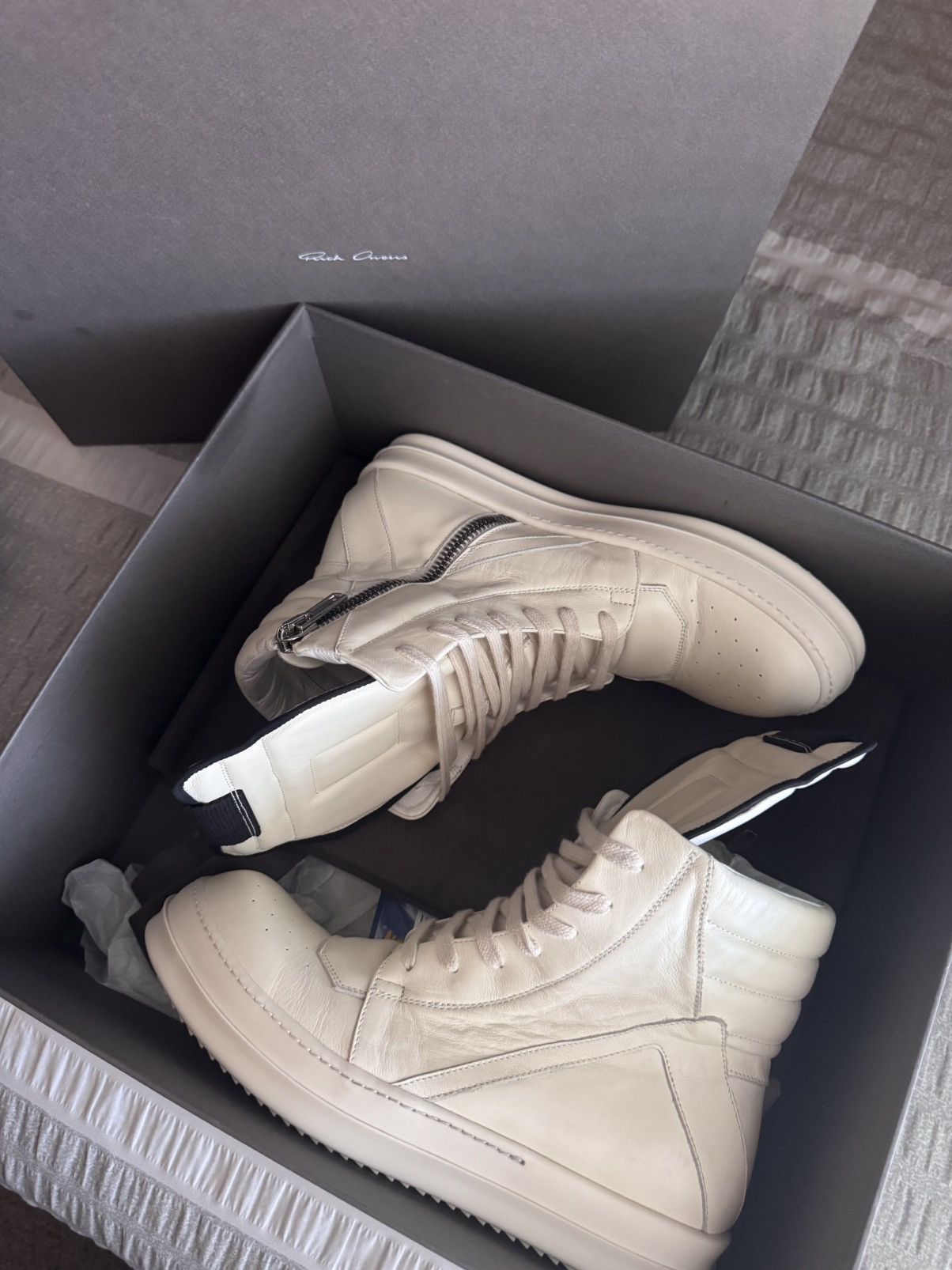 Rick Owens Rick Owens White Geobasket Size US 8 / EU 41 - 8 Thumbnail