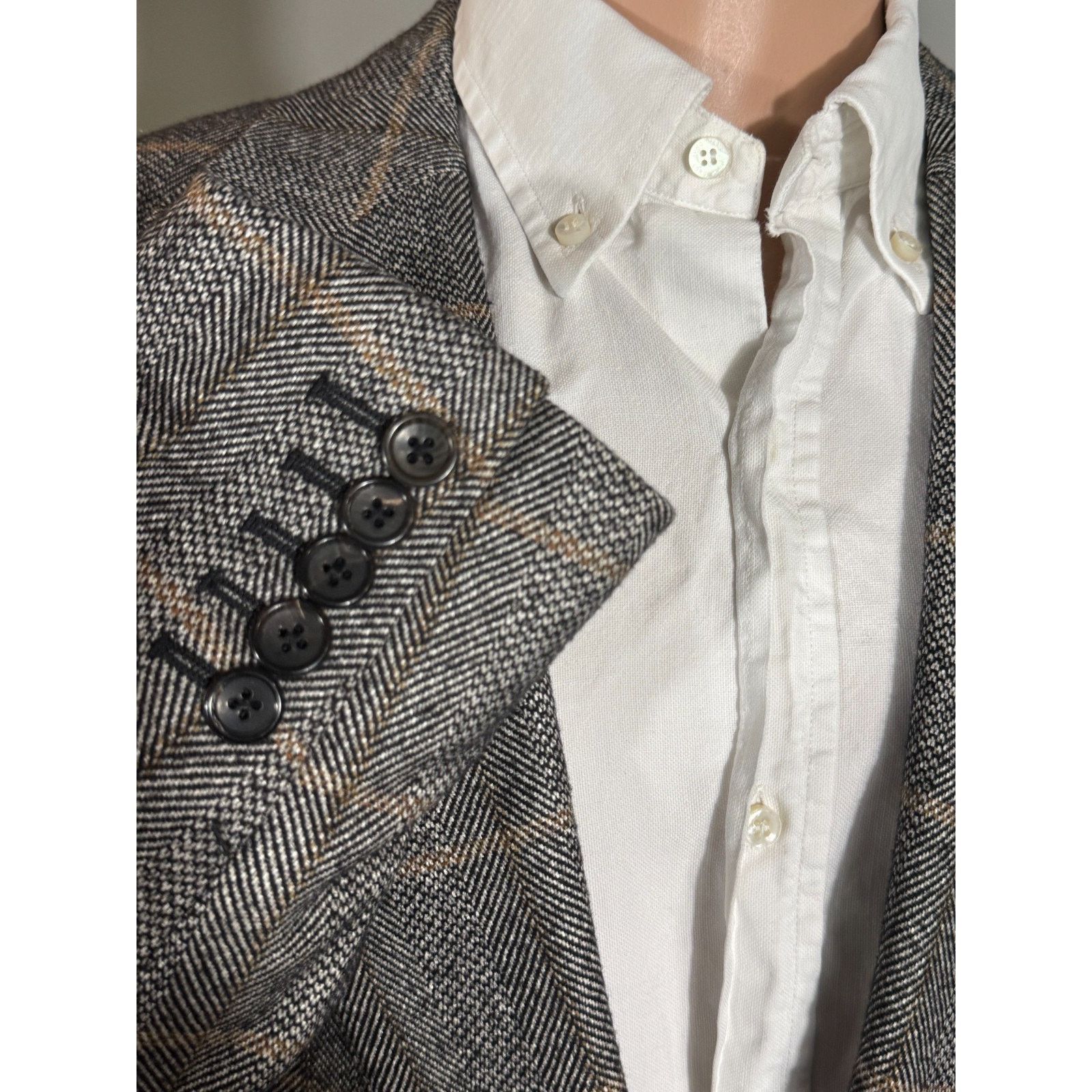 Tom Ford Tom Ford Herringbone Tweed Camel Sport Coat 56 46L Wool Gray Size 46L - 10 Thumbnail