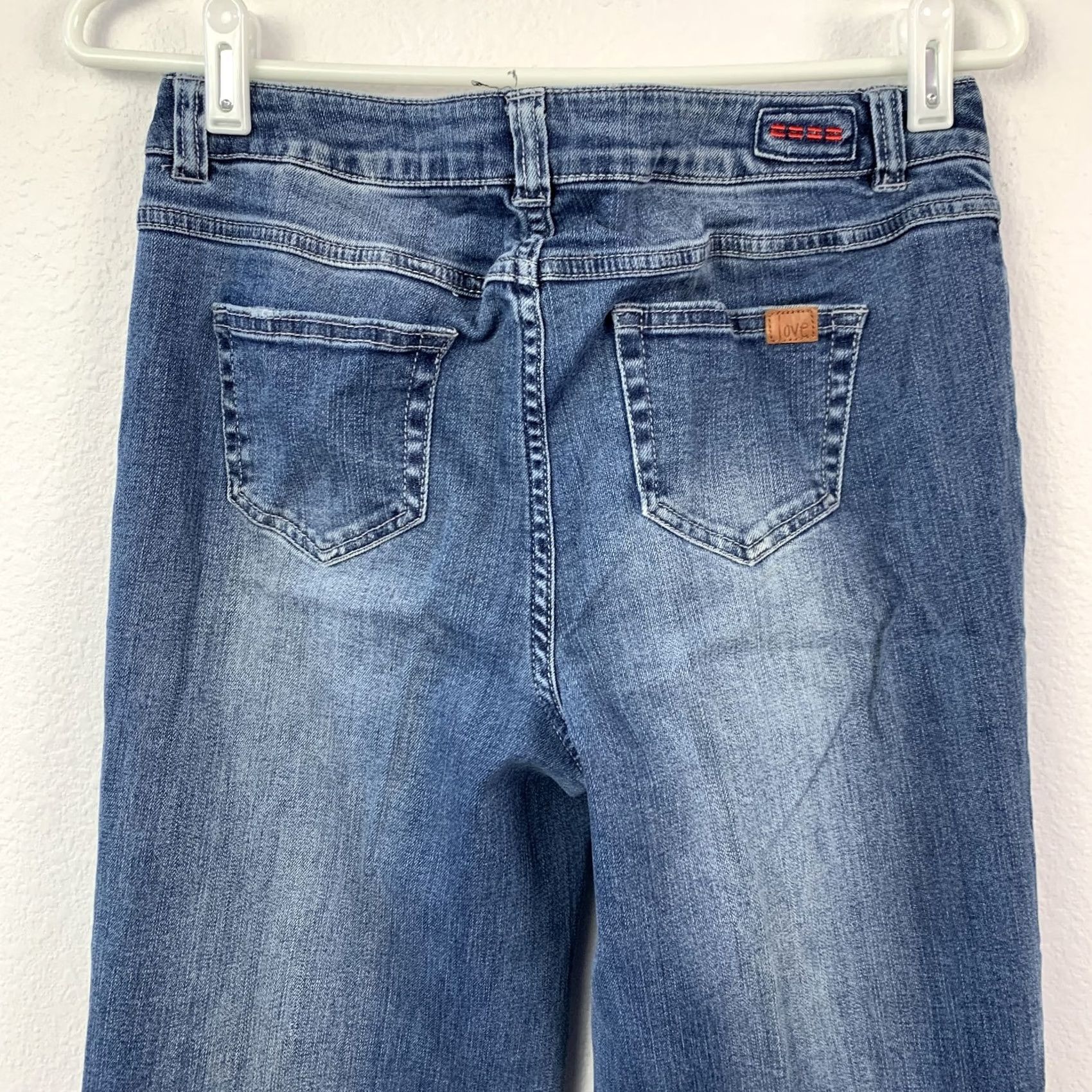 Vintage Peace Love World Women's Size 2 Blue Denim Jeans Wide Leg Button Side Seams Modern Peace Size 26" / US 2 / IT 38 - 7 Thumbnail