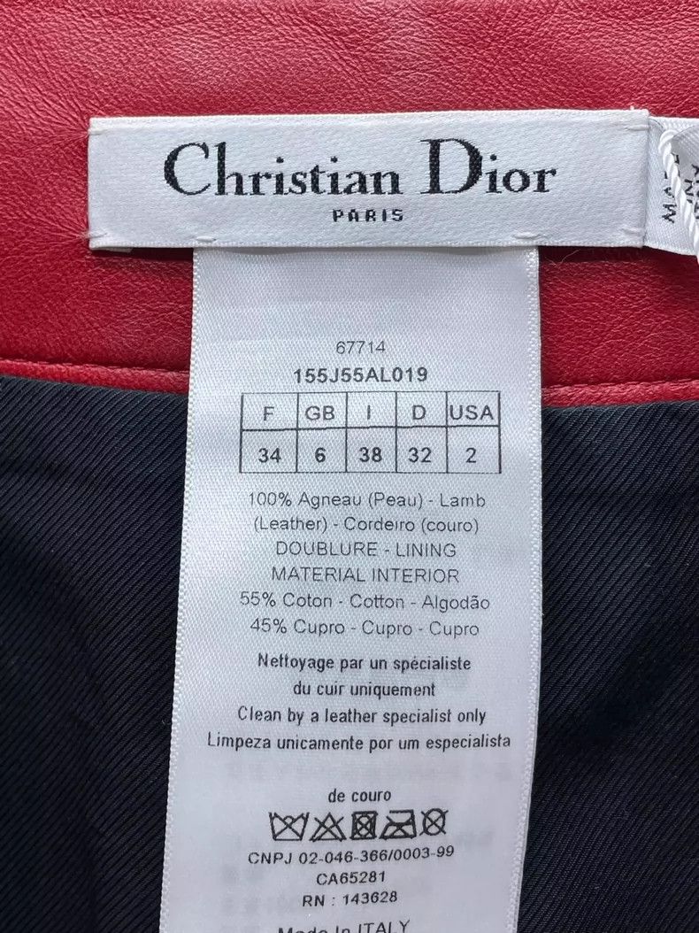 Dior Dior Red lambskin skirt 2504-Nextarrow Size 42" / US 20 - 6 Thumbnail