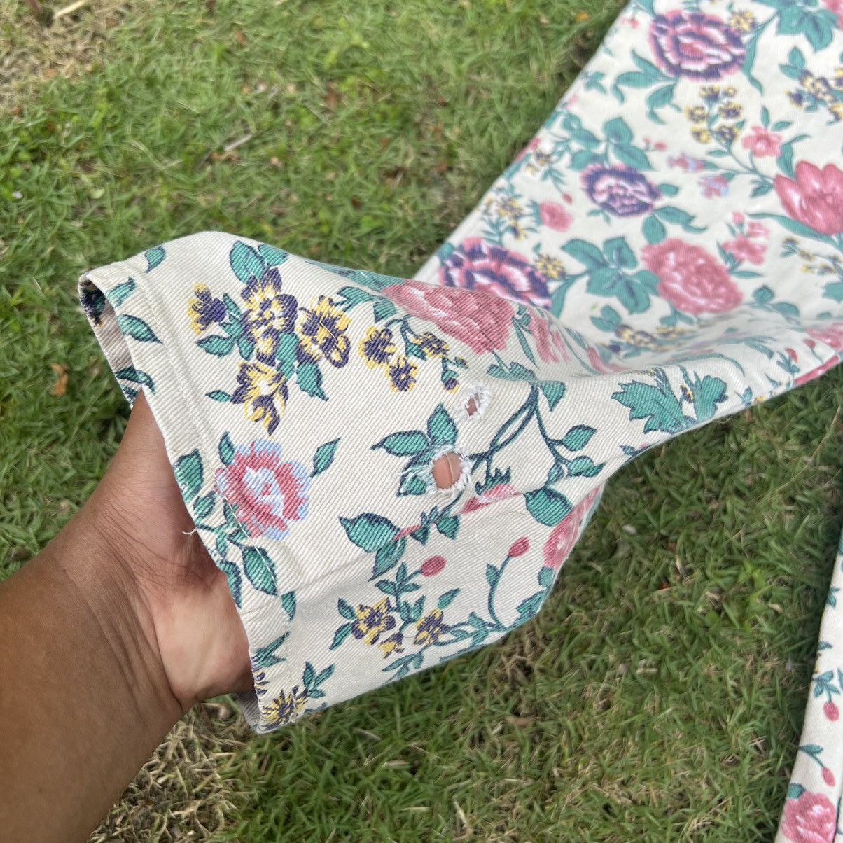 Japanese Brand “VINTAGE” FULL PRINT FLORAL DENIM JEANS STATEMENT PIECE Size US 28 / EU 44 - 7 Thumbnail