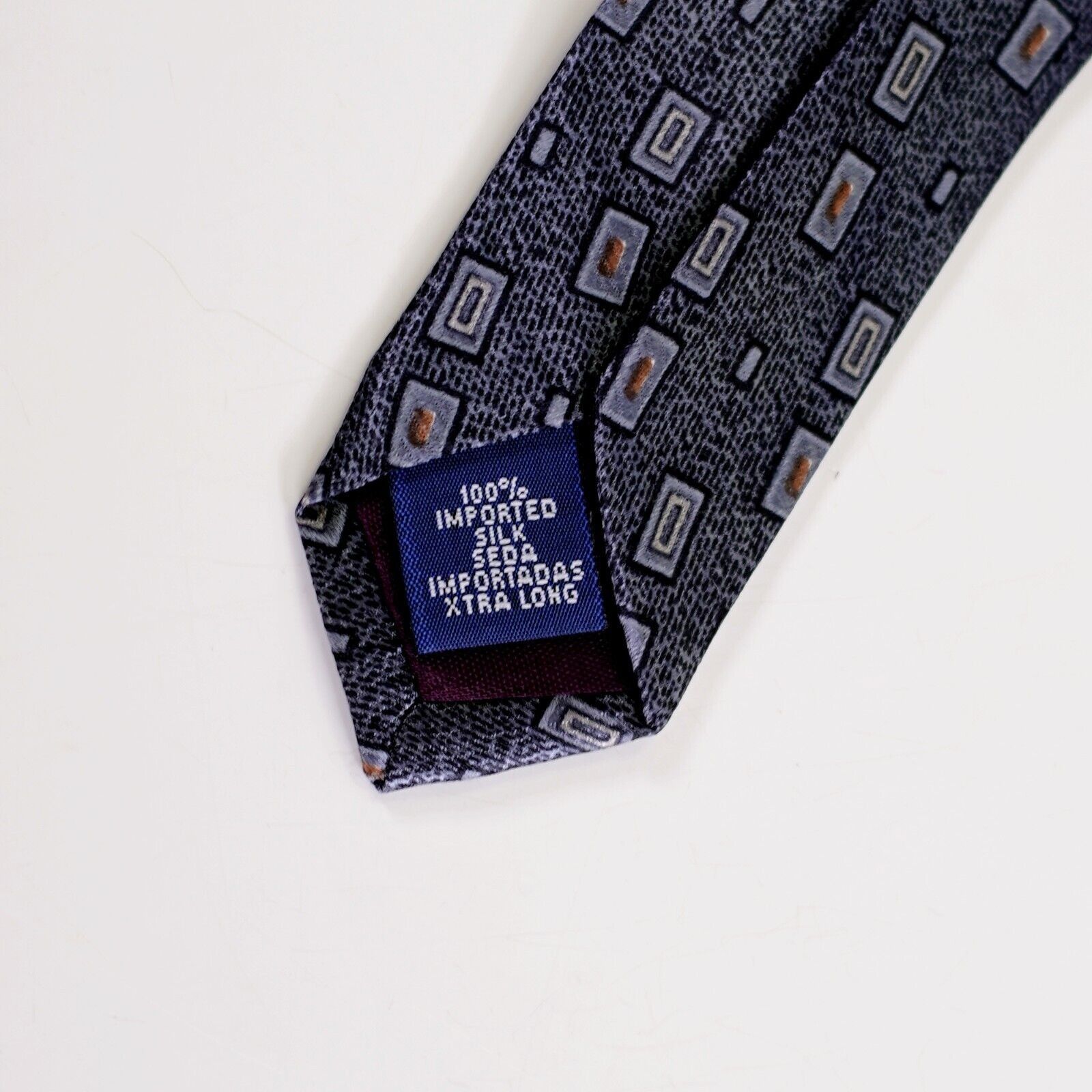 Other Repp Ltd Gray Metallic Geometric Print Wide Silk Tie Size ONE SIZE - 4 Thumbnail