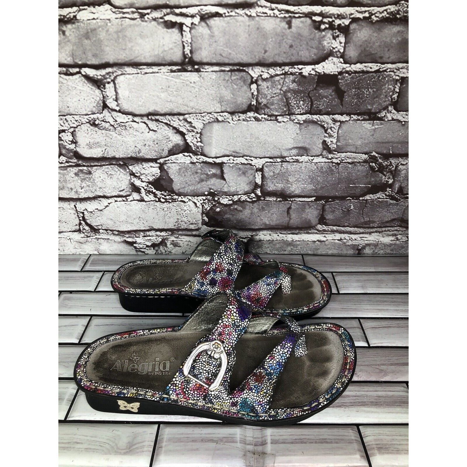 Allegri Alegria Floral Print Thong Strap Casual Wedge Sandals Women Size US 6 / IT 36 - 17 Thumbnail