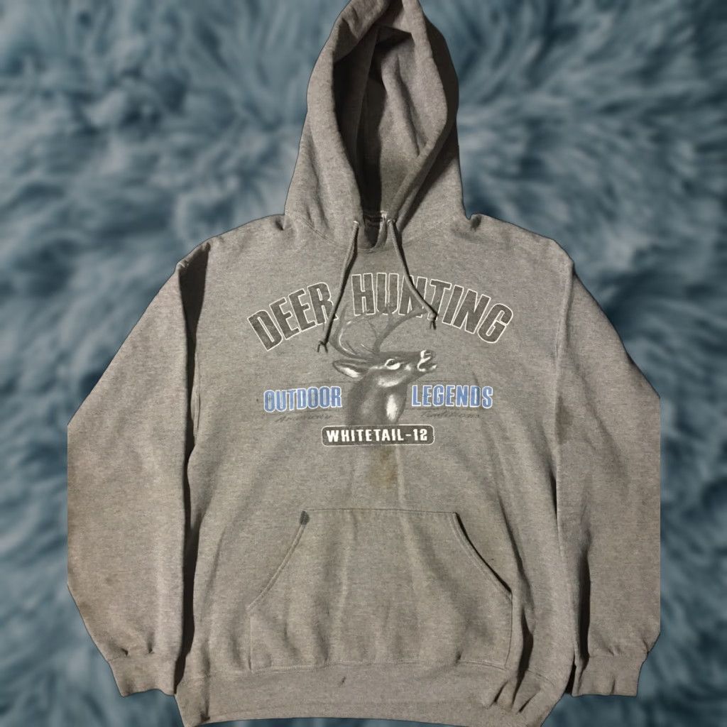 Vintage VINTAGE Outdoor Legends Deer Hunting Faded Distress Hoodie XL Gray Mens Sweatshirt Pullover 90s USA Military Grunge Hunting Theme Size US XL / EU 56 / 4 - 1 Thumbnail