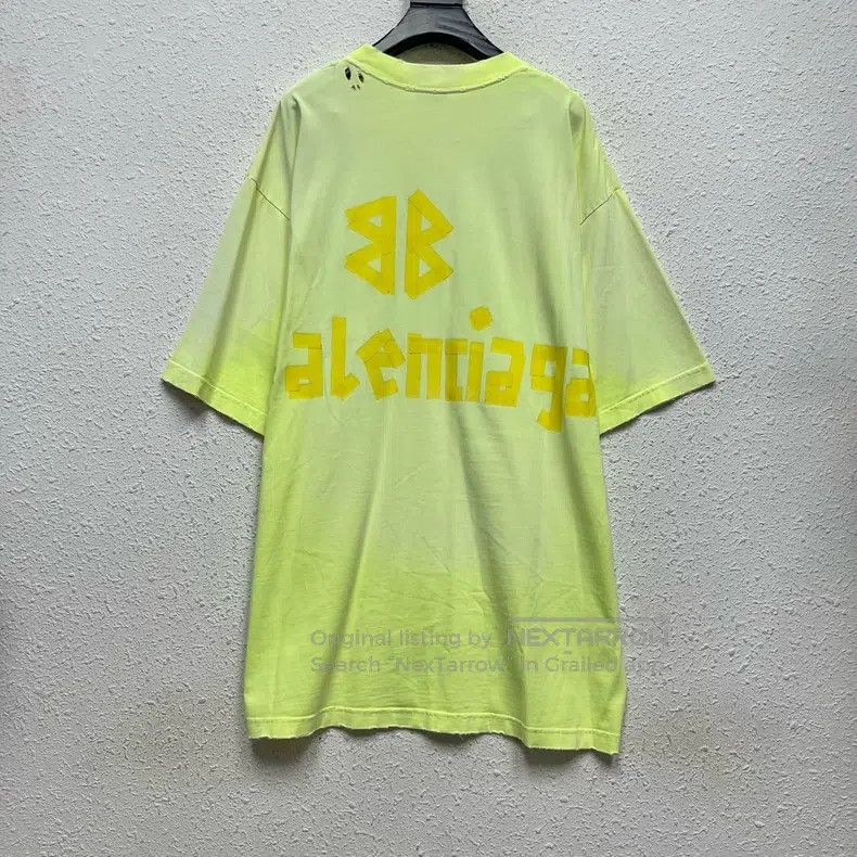 Balenciaga Balenciaga Neon Tape Logo Short Sleeve T-Shirt Size US M / EU 48-50 / 2 - 2 Thumbnail