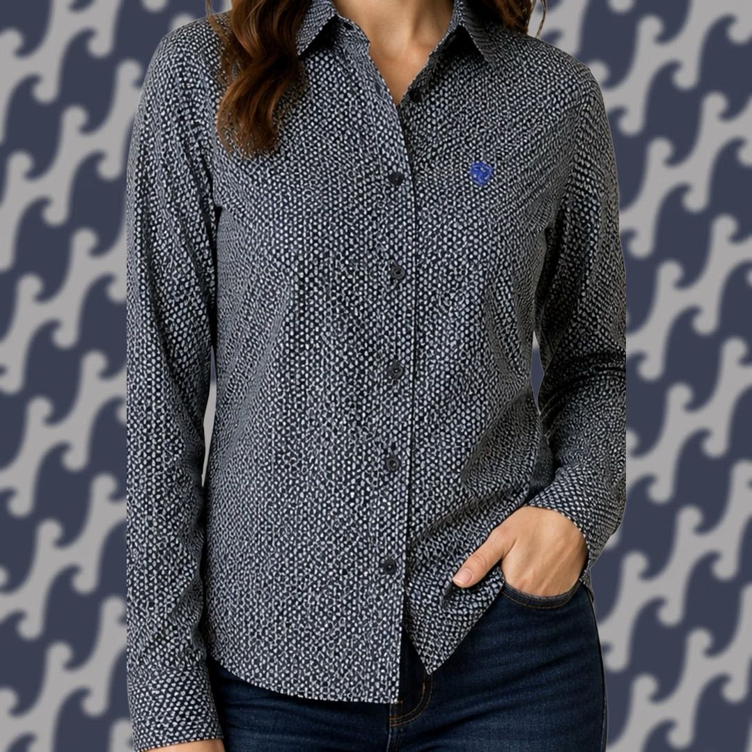 Ariat Ariat Women’s Small Navy Geometric Print Western Button Front Shirt Long Sleeve Size S / US 4 / IT 40 - 1 Thumbnail
