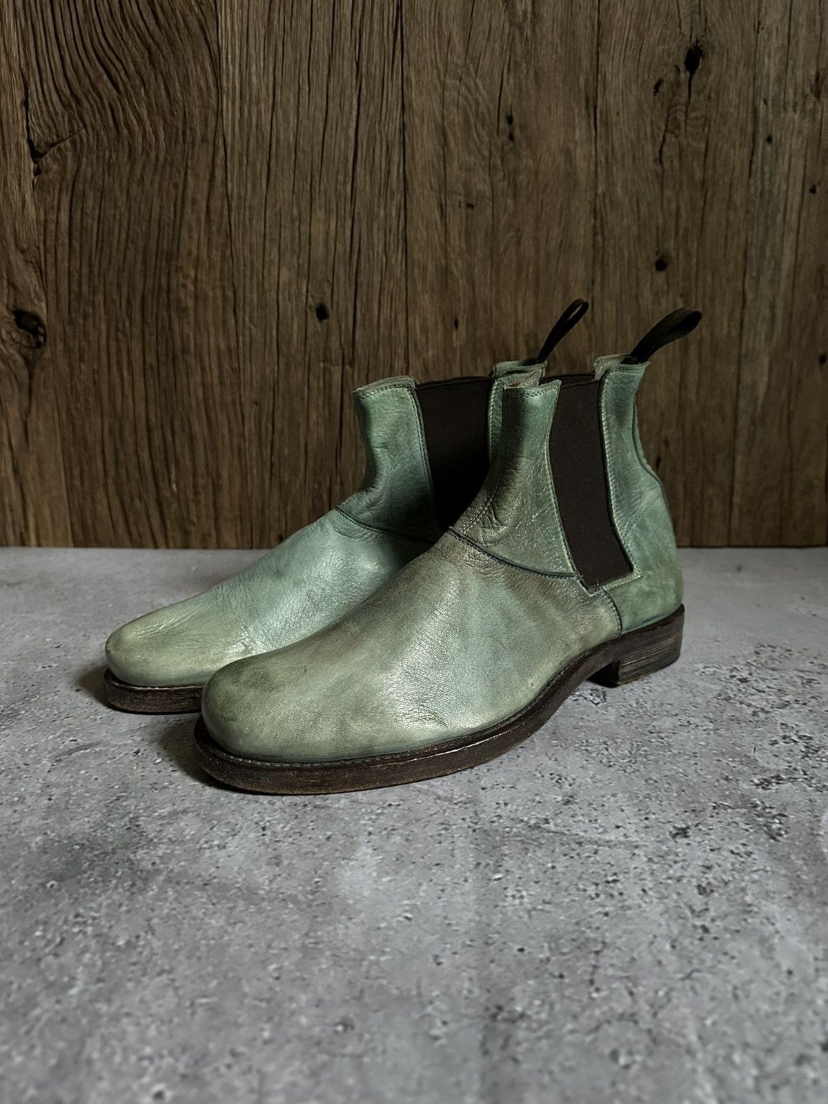 image of Moma x Officine Creative Shoto Women’S Chelsea Leather Boots in Light Azure, Women's (Size 9)