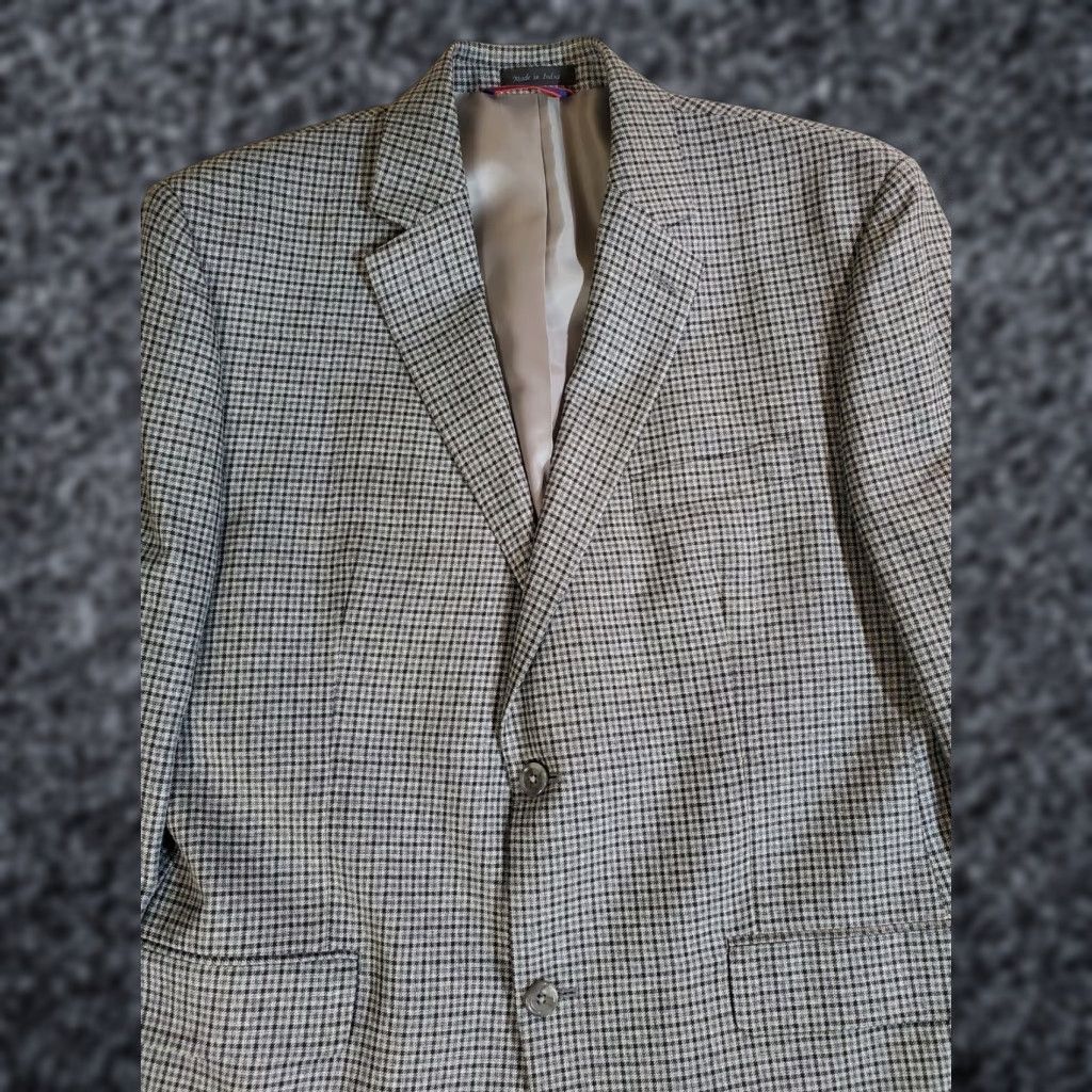 Izod IZOD Blazer Sport Coat Jacket Two Button Checkered Geometric Pattern Mens 44 Reg Size 44R - 1 Thumbnail