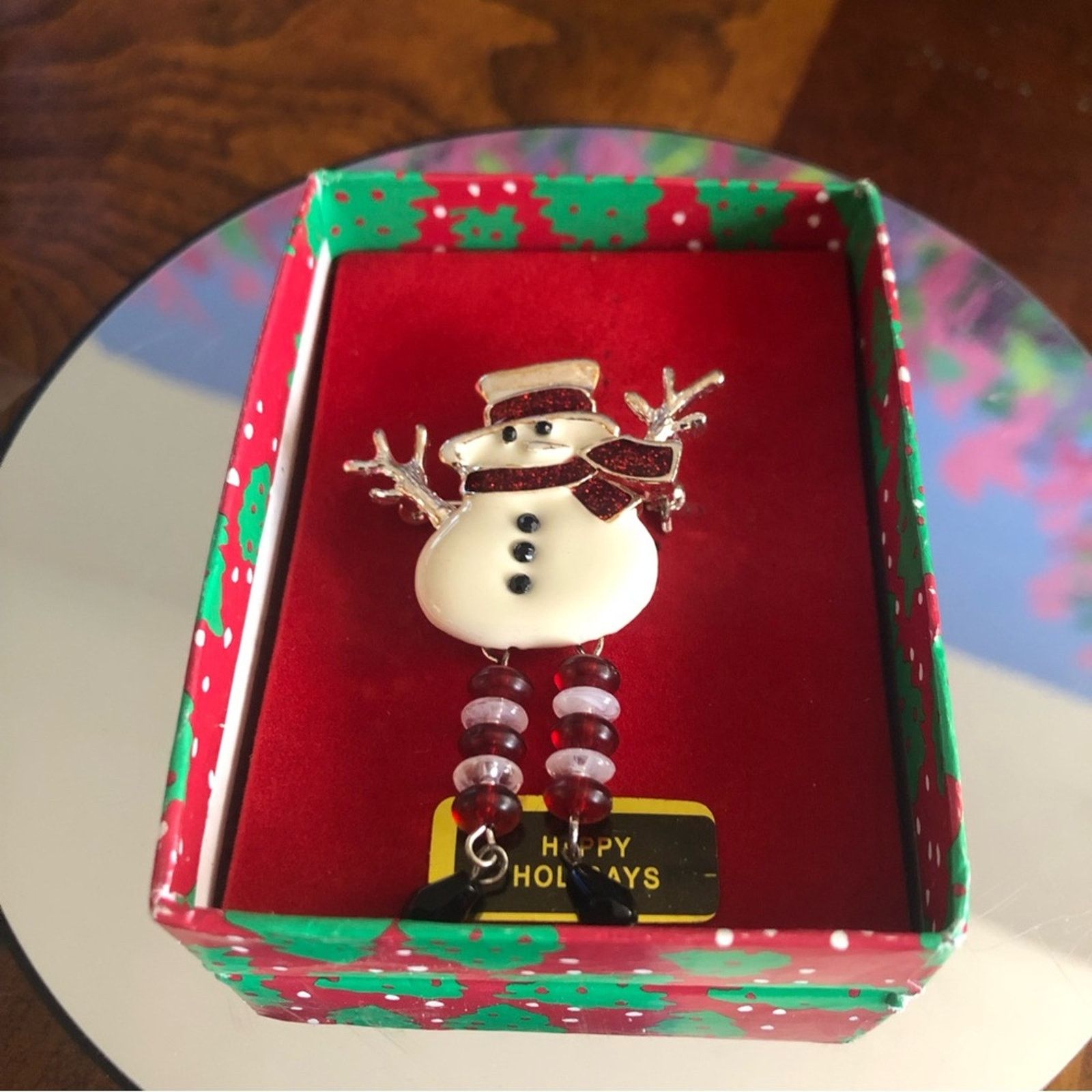 Jewelry Frosty the Snowman enamel stone brooch pin NIB Size ONE SIZE - 3 Thumbnail