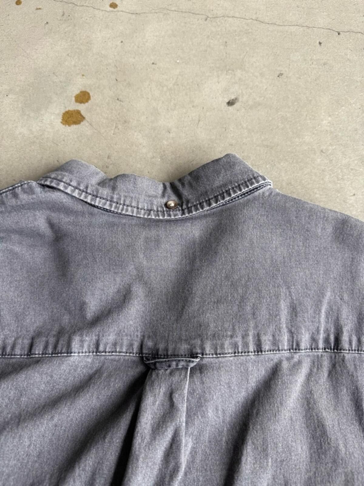 Topman Topman / Button Up Denim Shirt Casual Stretch / Gray Size US M / EU 48-50 / 2 - 3 Thumbnail