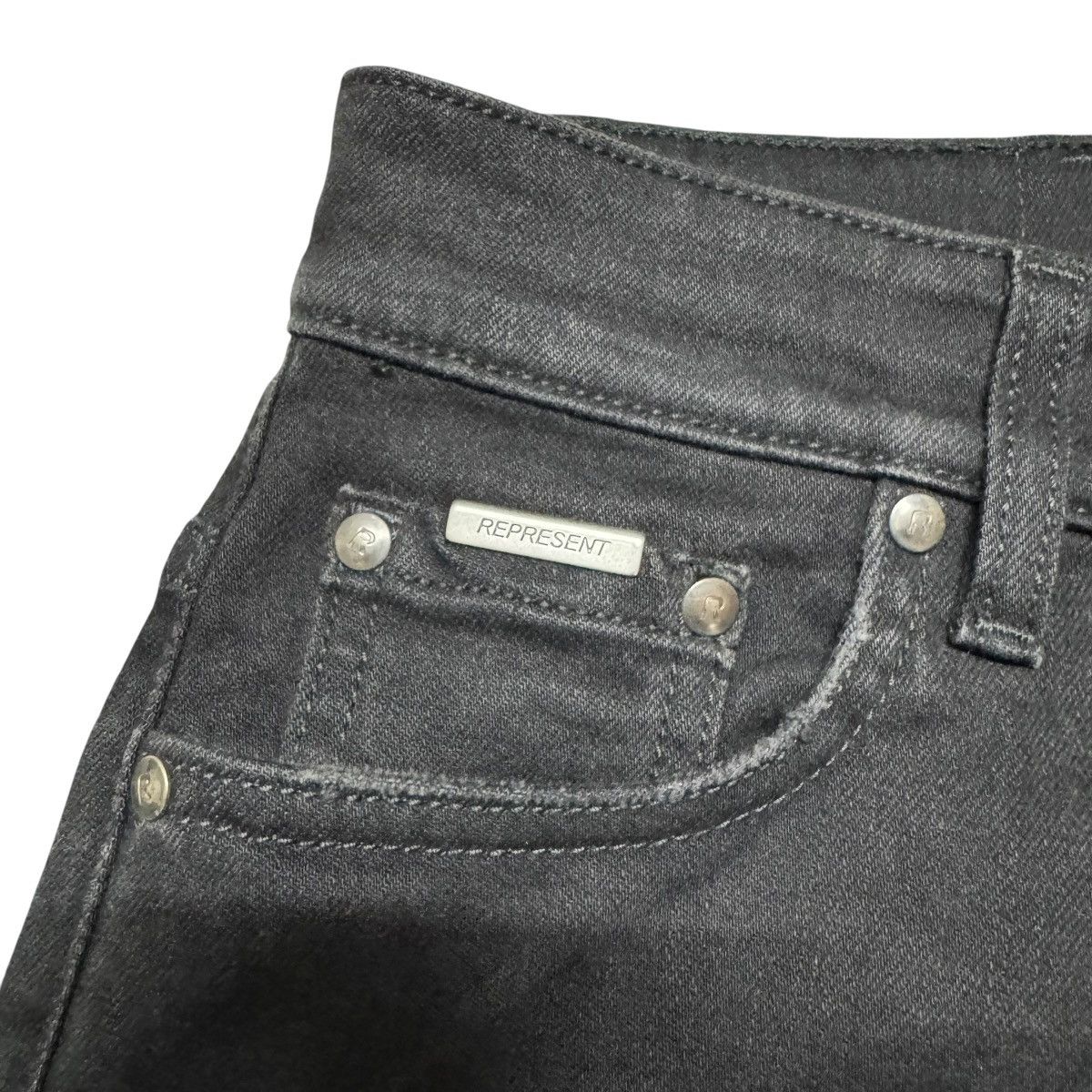 Represent Clo. Represent Jet Black Repairer Denim Jeans Size US 28 / EU 44 - 11 Thumbnail