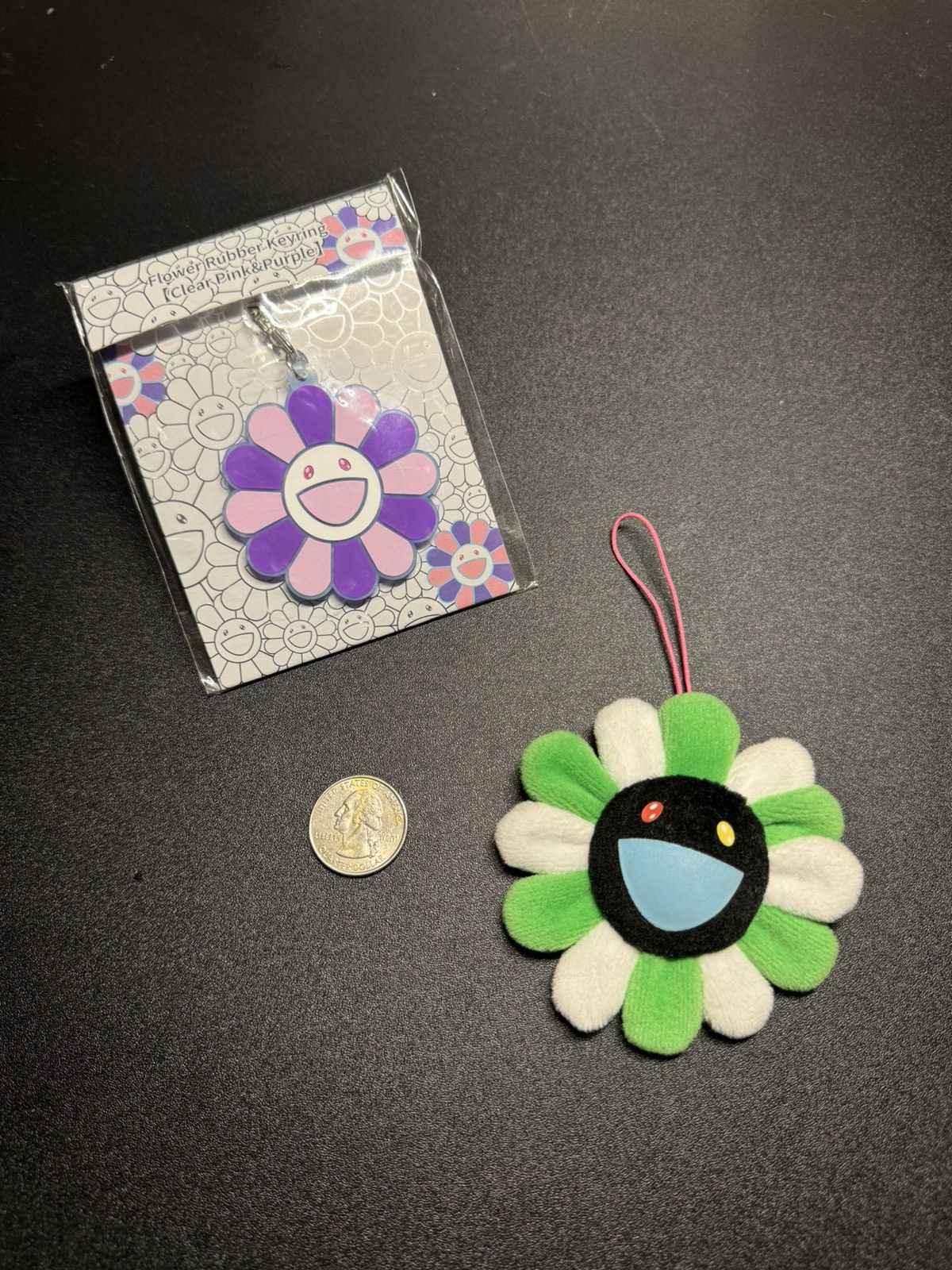 Takashi Murakami Flower Keychain Rubber and Plush Set of 2