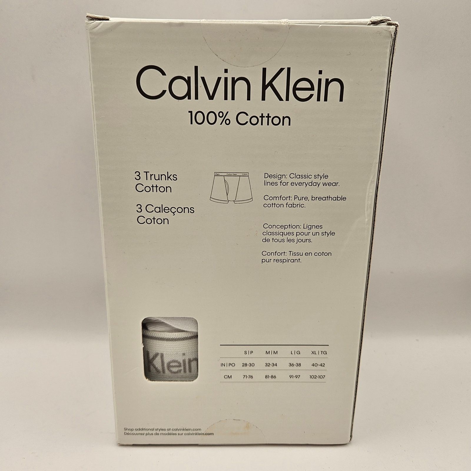 Calvin Klein CALVIN KLEIN MEN'S XXL 3 PACK CLASSIC FIT BOXER TRUNK WHITE Size US 44 / EU 60 - 3 Thumbnail