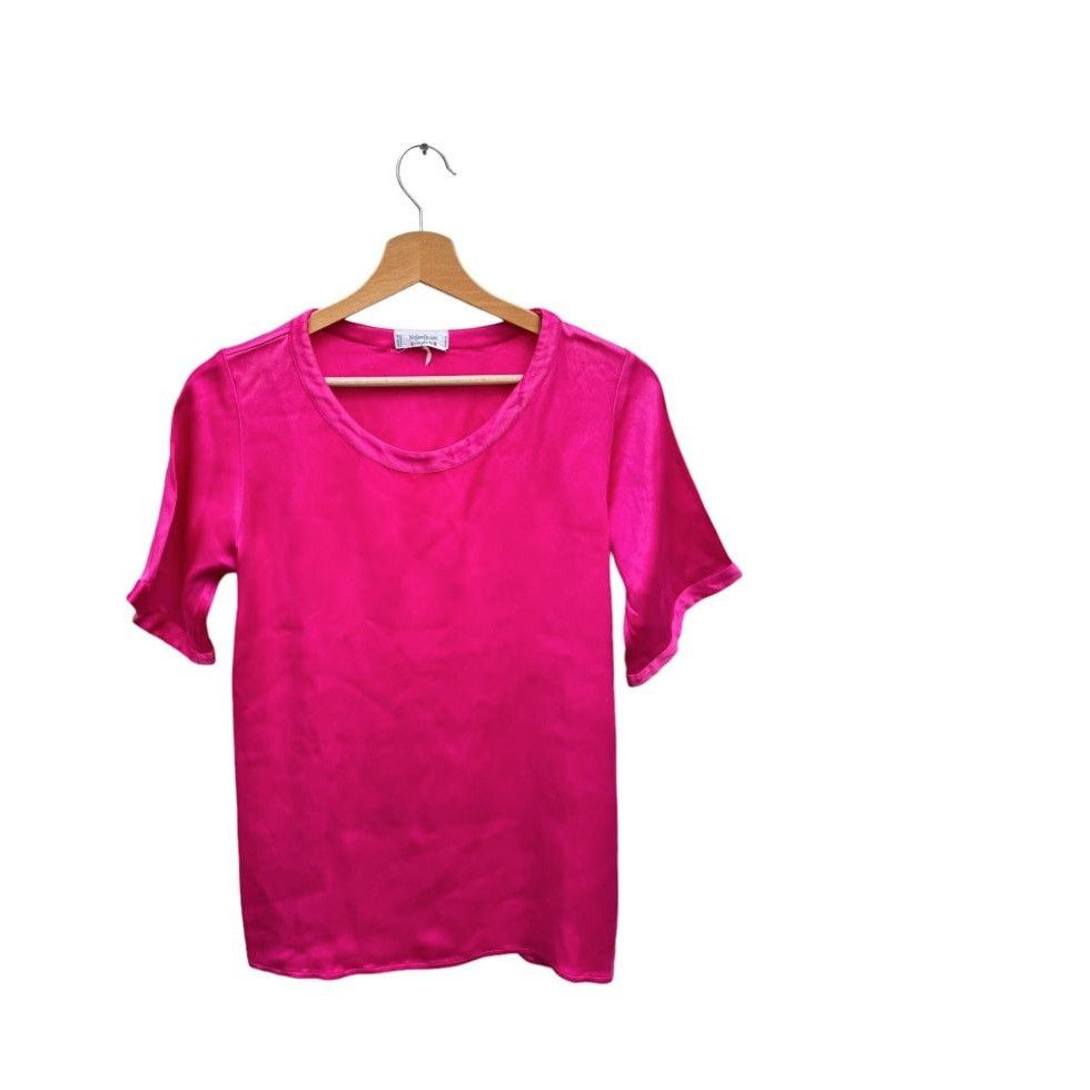 Yves Saint Laurent Vintage Pink Silk T-shirt Size M / US 6-8 / IT 42-44 - 2 Thumbnail