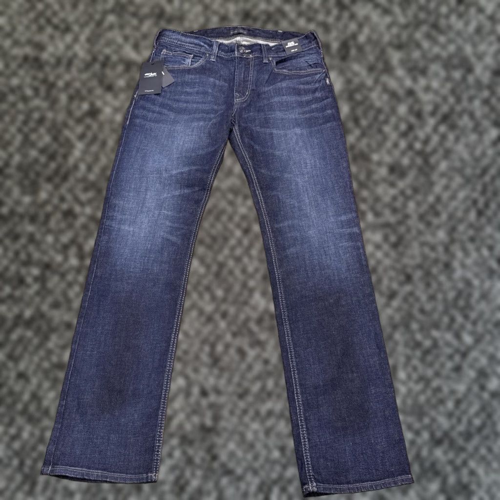 Silver Jeans Co. Silver Jeans Jeans Slim Straight Leg Stretch 32x32 Mens Button Zip Denim 5-Pocket Blue Medium Wash City Logo Size US 32 / EU 48 - 1 Thumbnail